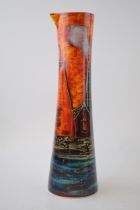 Anita Harris Art Pottery tall vase with spout, decorated with the Potteries Past design, 32cm