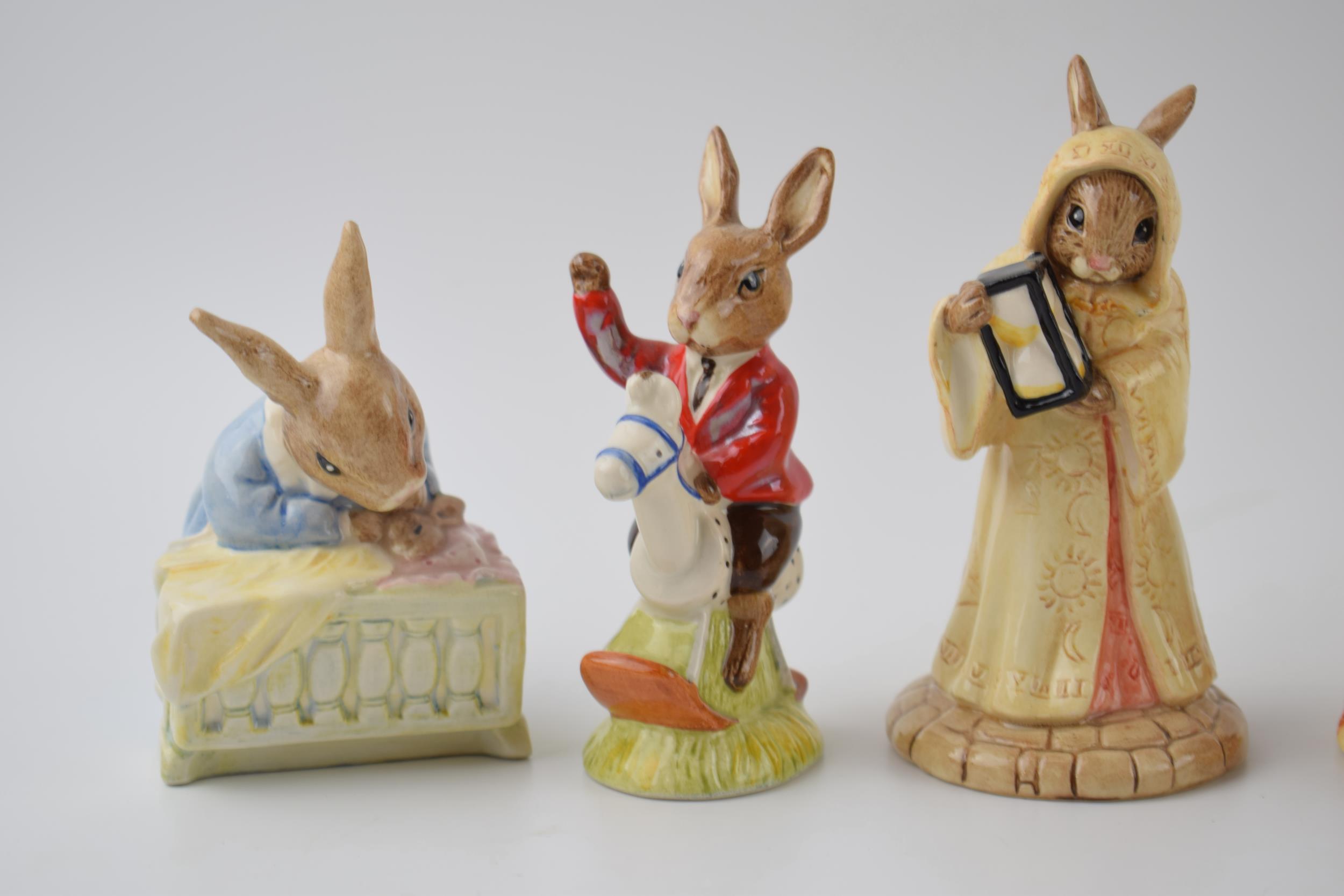 Boxed Royal Doulton Bunnykins to include William, New Baby, Tom, Sands of Time and Sailor (5). In - Image 2 of 3