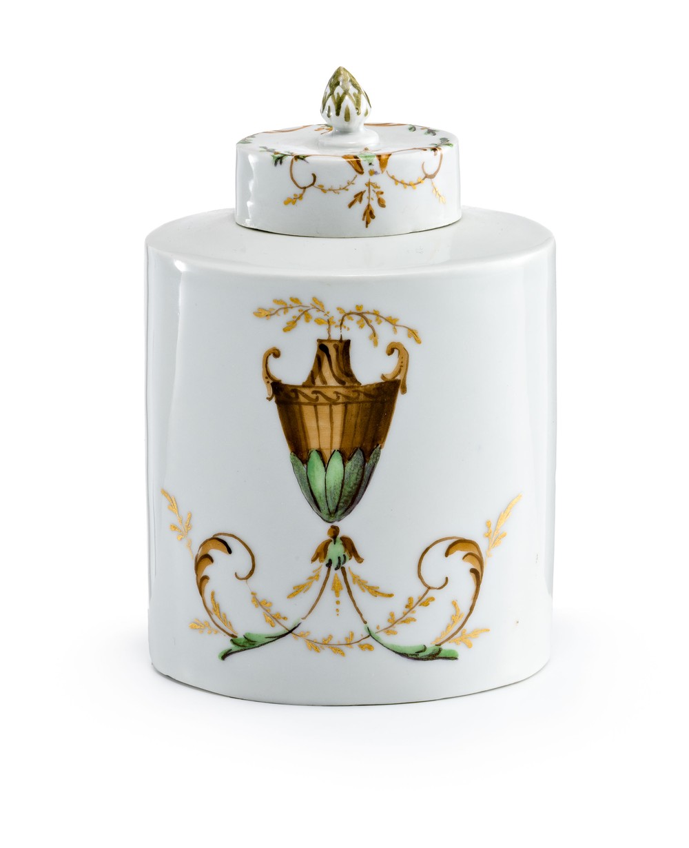 Teedose mit "arabischen Vasen" Fürstenberg, um 1800