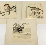 Drei Holzschnitte mit Vogeldarstellung Japan