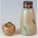 Andenkenvase "Binz" und Vase mit Metallmontierung Böhmen, um 1900