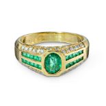 Smaragd-Diamant-Bandring