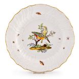 Flacher Teller mit Vögeln und Insekten Meissen, um 1780