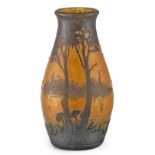 Vase mit abendlicher Seenlandschaft Daum Frères, Nancy, um 1910