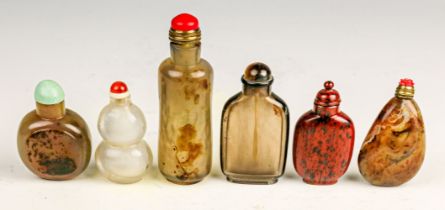 Sechs Snuffbottles mit Stöpsel