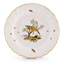 Flacher Teller mit Vögeln und Insekten Meissen, um 1780