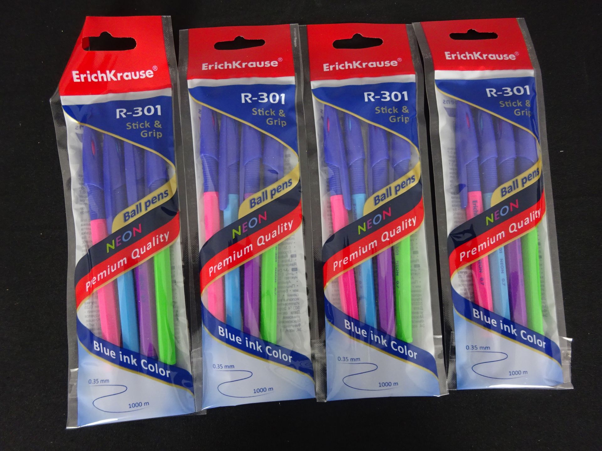 x4 New Packs Of Stick & Grip Blue Ink Pens