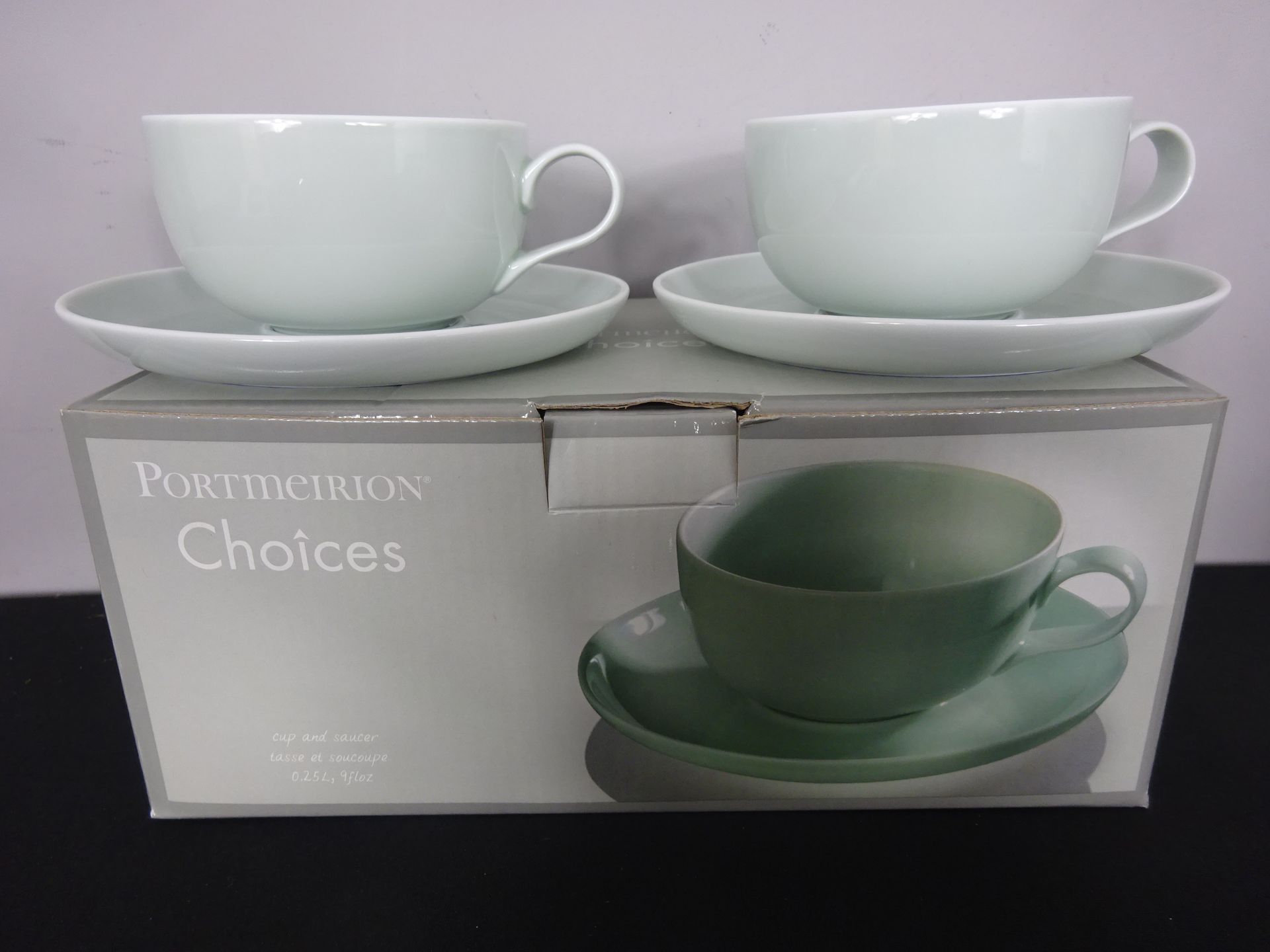 New Set Of 2 Portmerion Cup & Saucers In Green