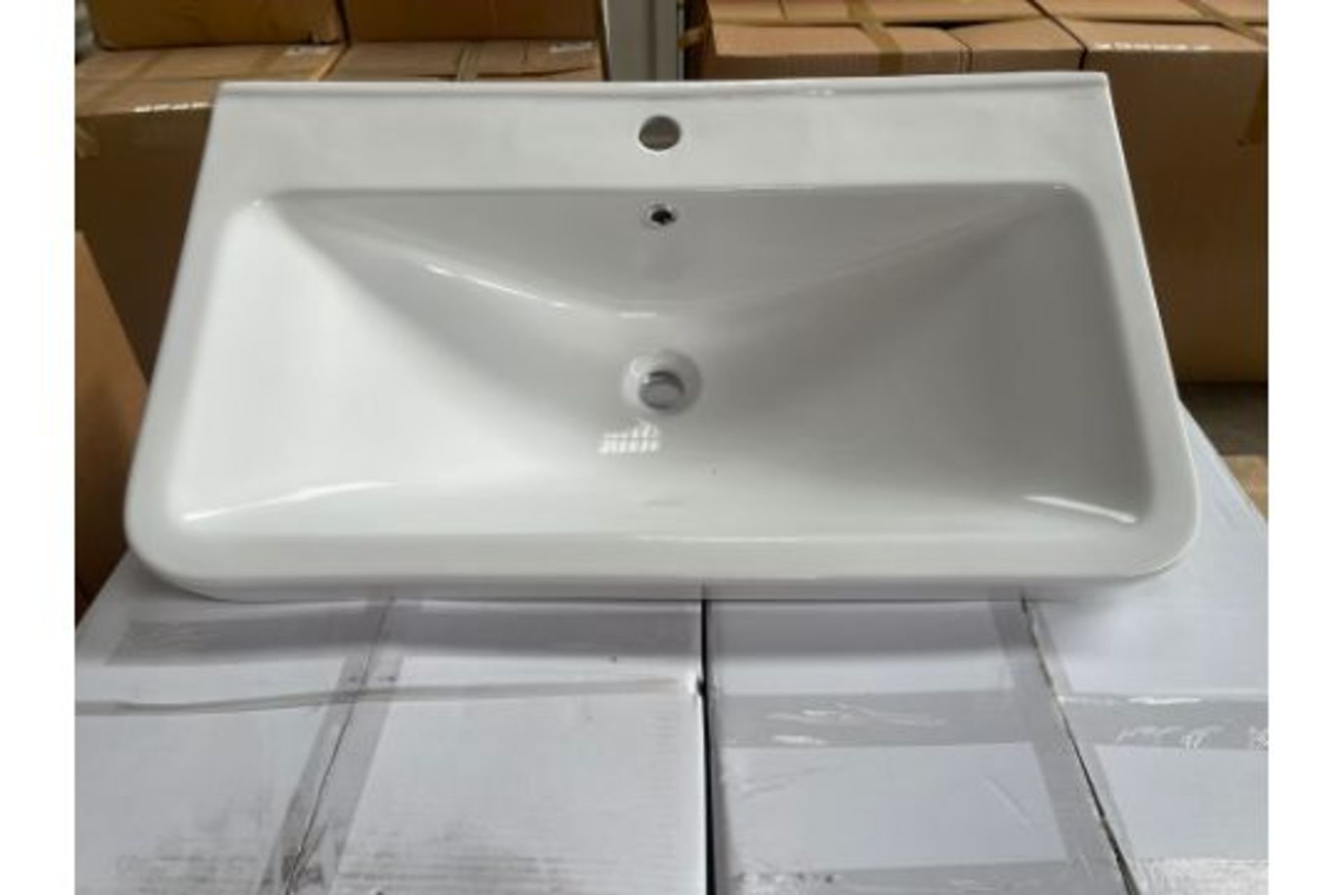 RRP £146 - White Lambro Ceramic Vanity Basin - 810 x 460mm - Image 2 of 2
