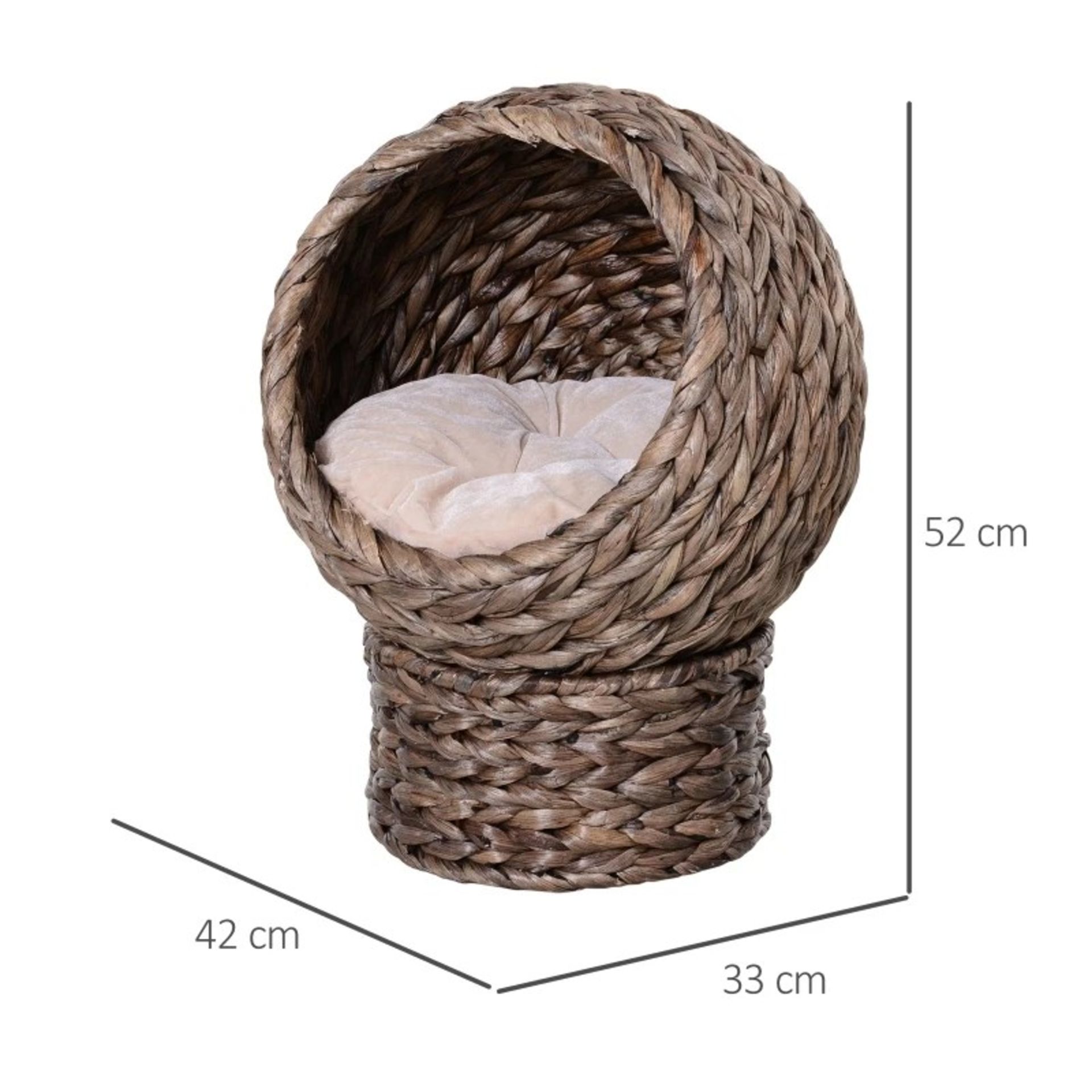 RRP £46.99 - Cats Elevated Wicker Bed-Dark Brown (base) & Beige (cushion) - Image 2 of 4