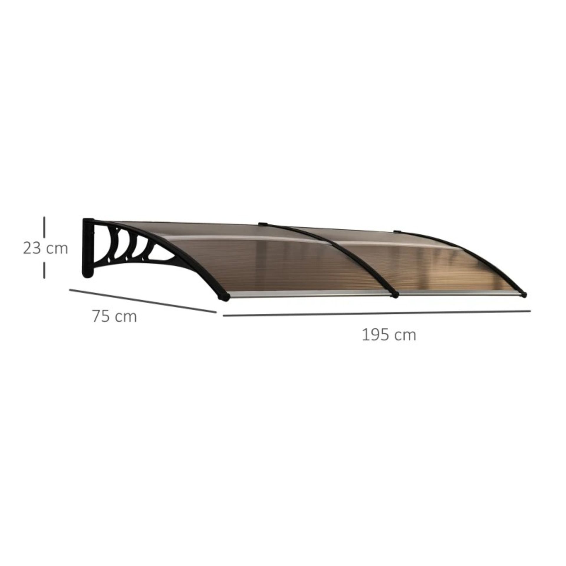 RRP £69.99 - Outsunny 80 L x 195 W x 23 H cm Clear Polycarbonate Curved Awning Black - Image 3 of 4