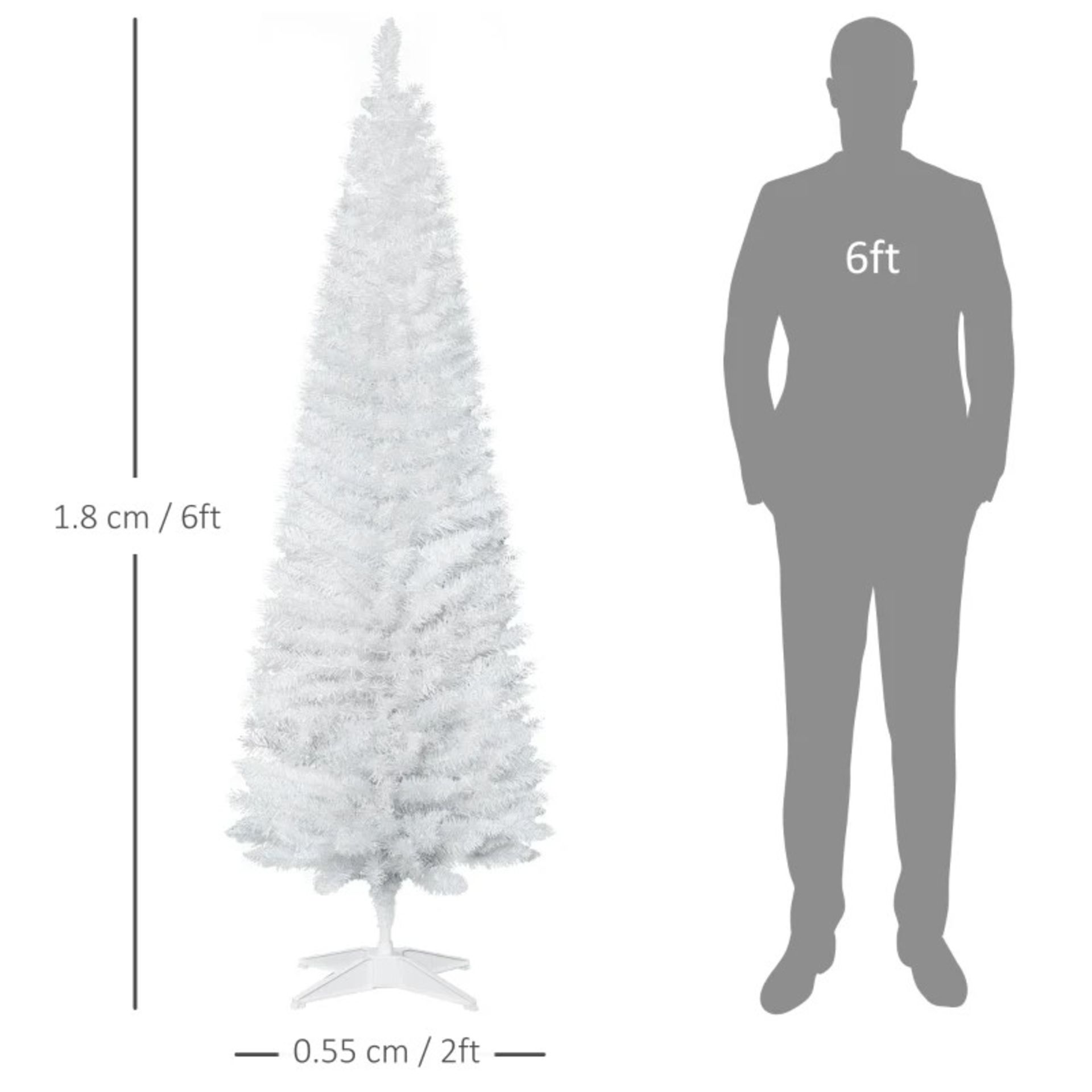 RRP £36.99 - 6FT Artificial Pine Pencil Slim Tall Christmas Tree with 390 Branch Tips Xmas Holiday - Image 2 of 4