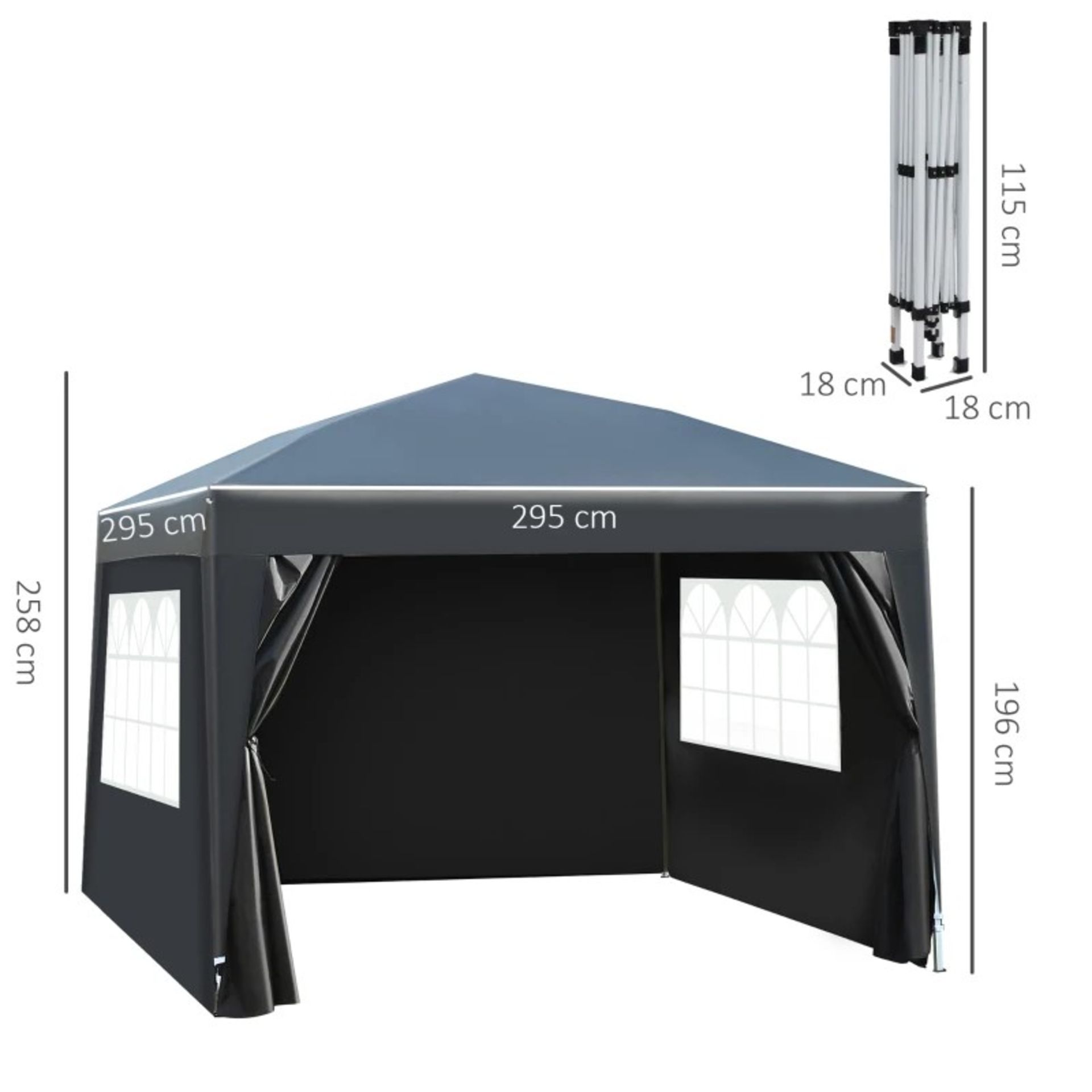 RRP £114.99 - Outsunny Pop Up Gazebo Marquee, 3x3 m-Black - Image 2 of 4