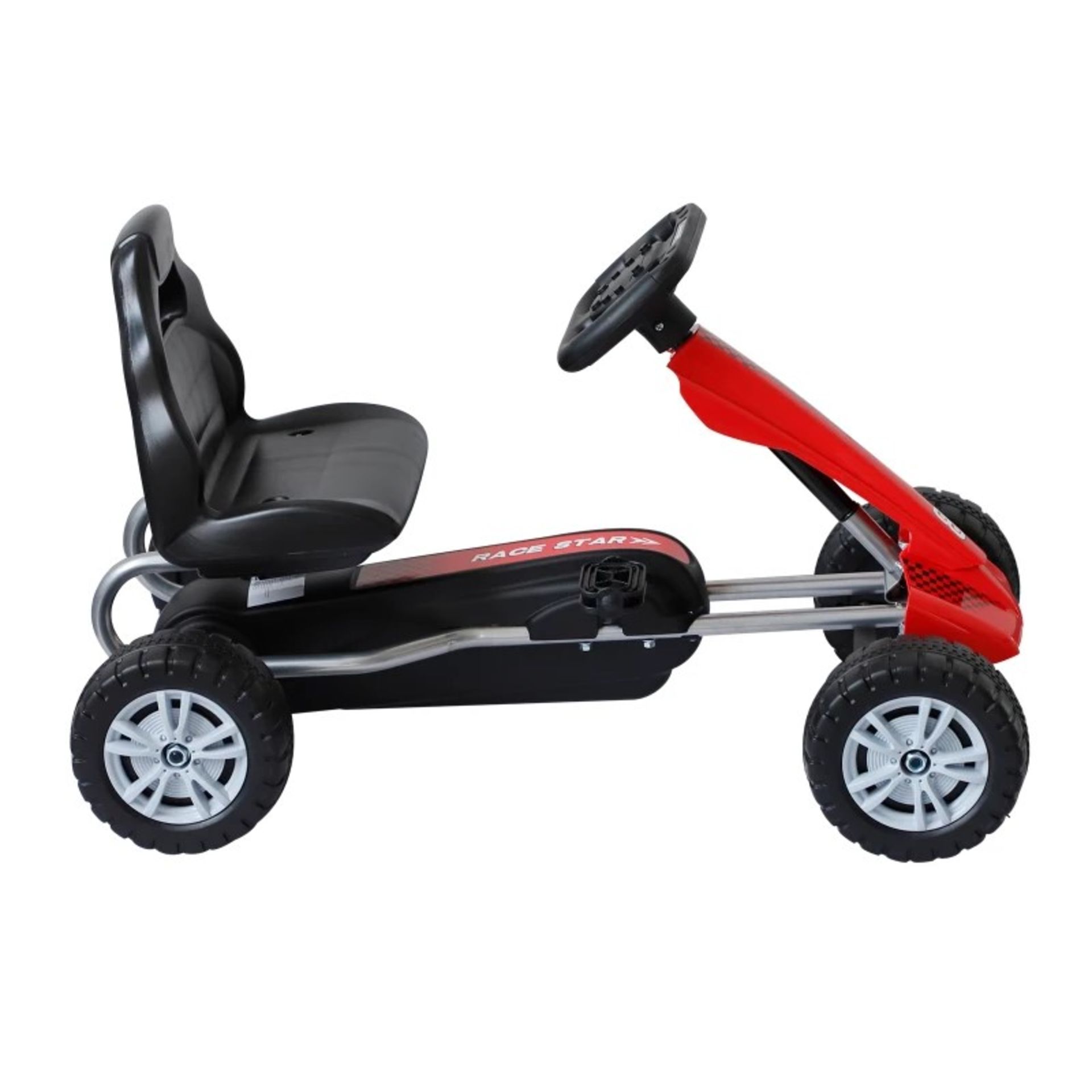 RRP £54.99 - Kids Pedal Go-Kart, 80Lx49Wx50H cm-Black/Red - Image 3 of 4
