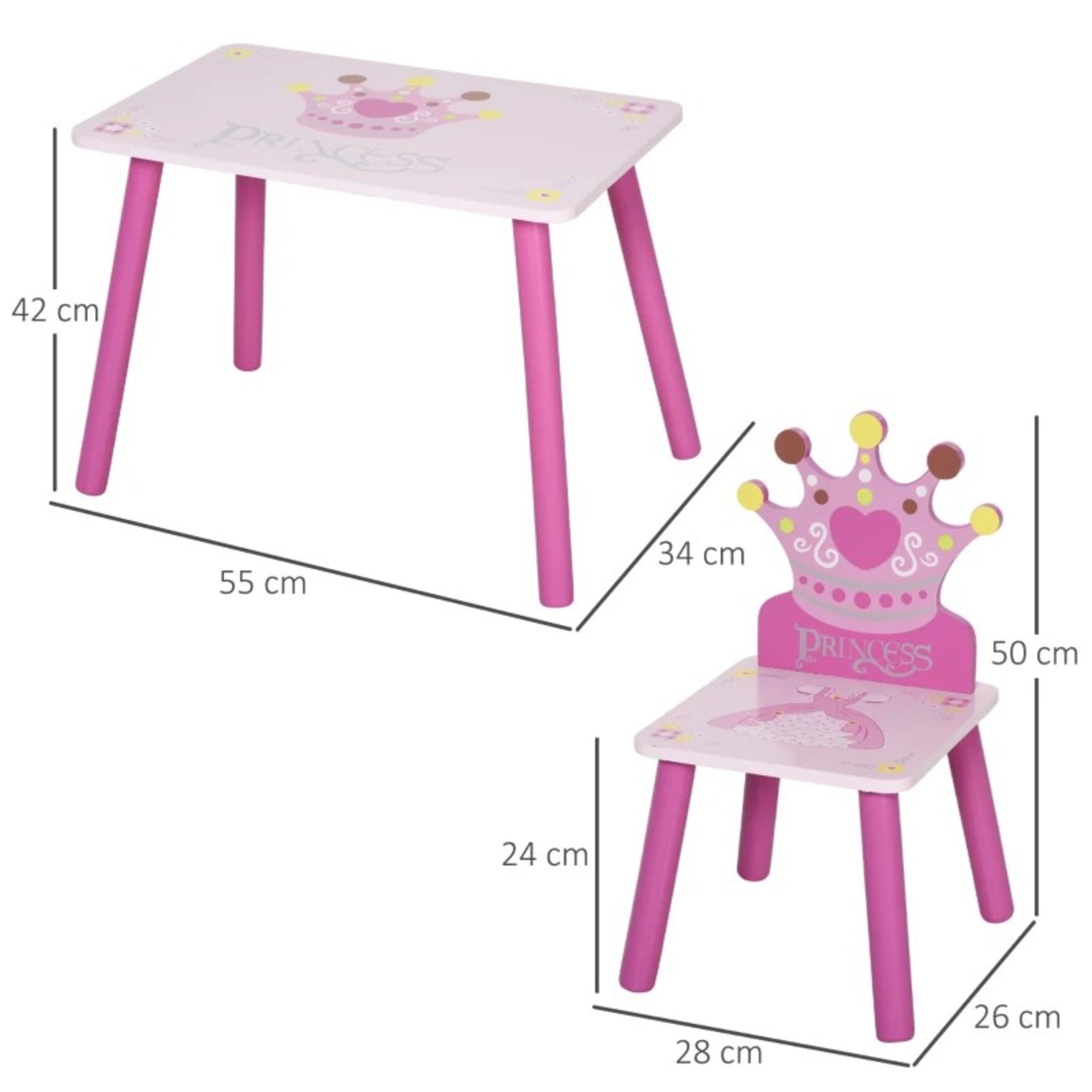 RRP £40.99 - Kids Three-Piece Table and Chairs Set – Pink - Image 2 of 4