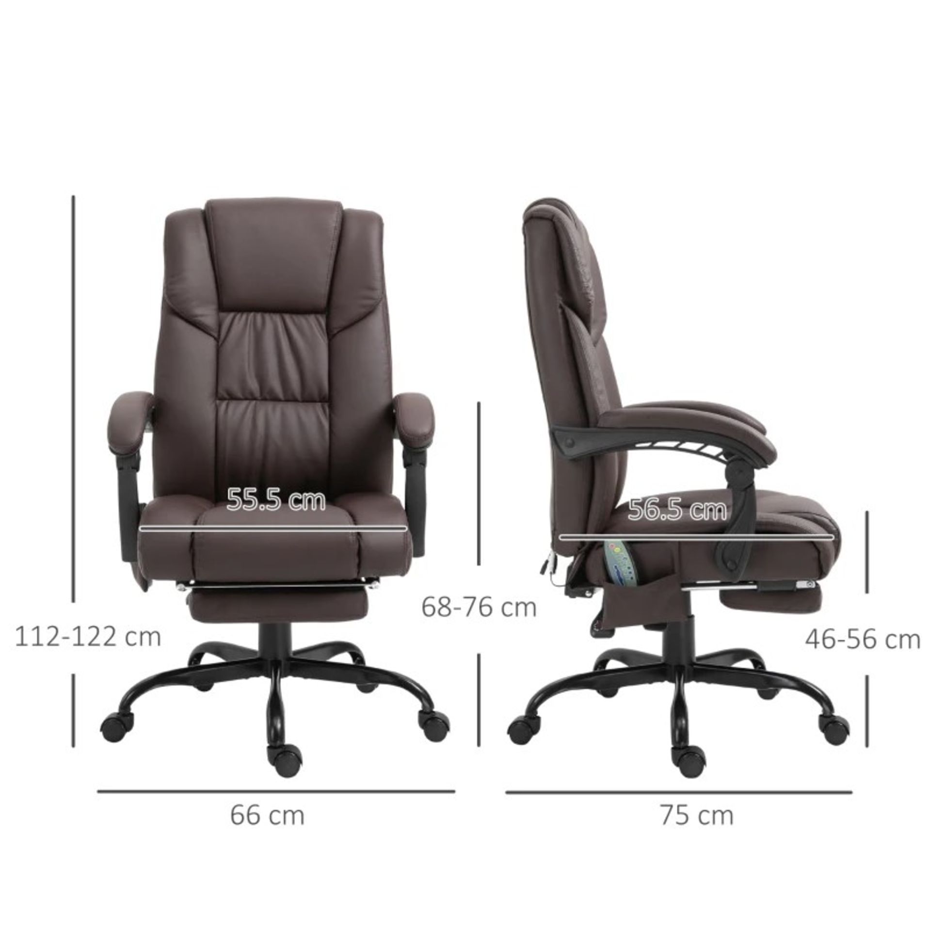 RRP £162.99 - Vinsetto 6-Point PU Leather Massage Racing Chair Electric Padded Recliner Chair Height - Image 2 of 4