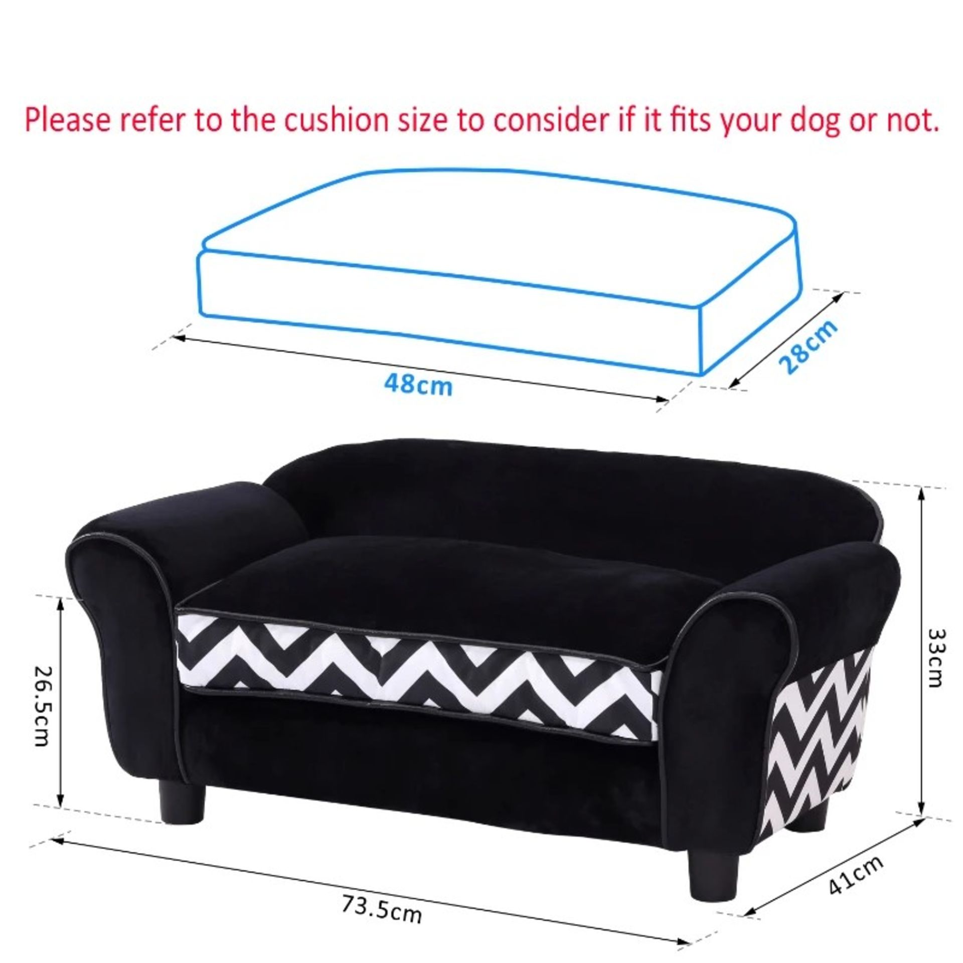 RRP £64.99 - 73.5Lx41Wx33H cm Pet Sofa-Black - Image 2 of 4