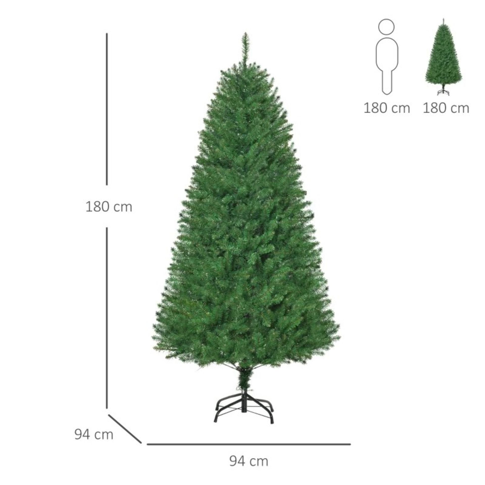 RRP £86.99 - 6FT Prelit Artificial Christmas Tree with Warm White LED Light Holiday Home Decoration, - Image 3 of 4
