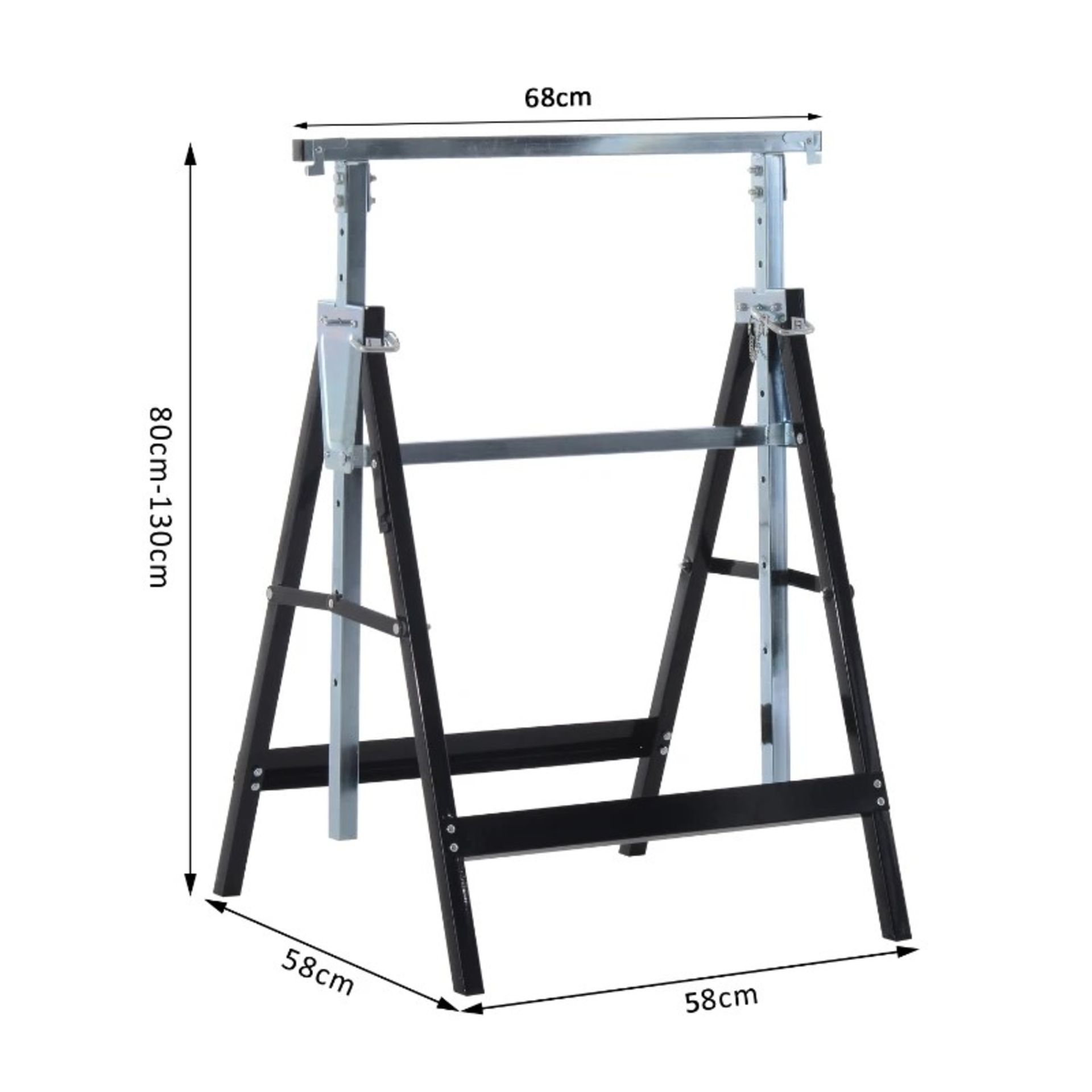 RRP £57.99 - Set of 2 Adjustable Telescopic Builders Trestle DIY Steel Work Bench Carpenter - Image 2 of 4