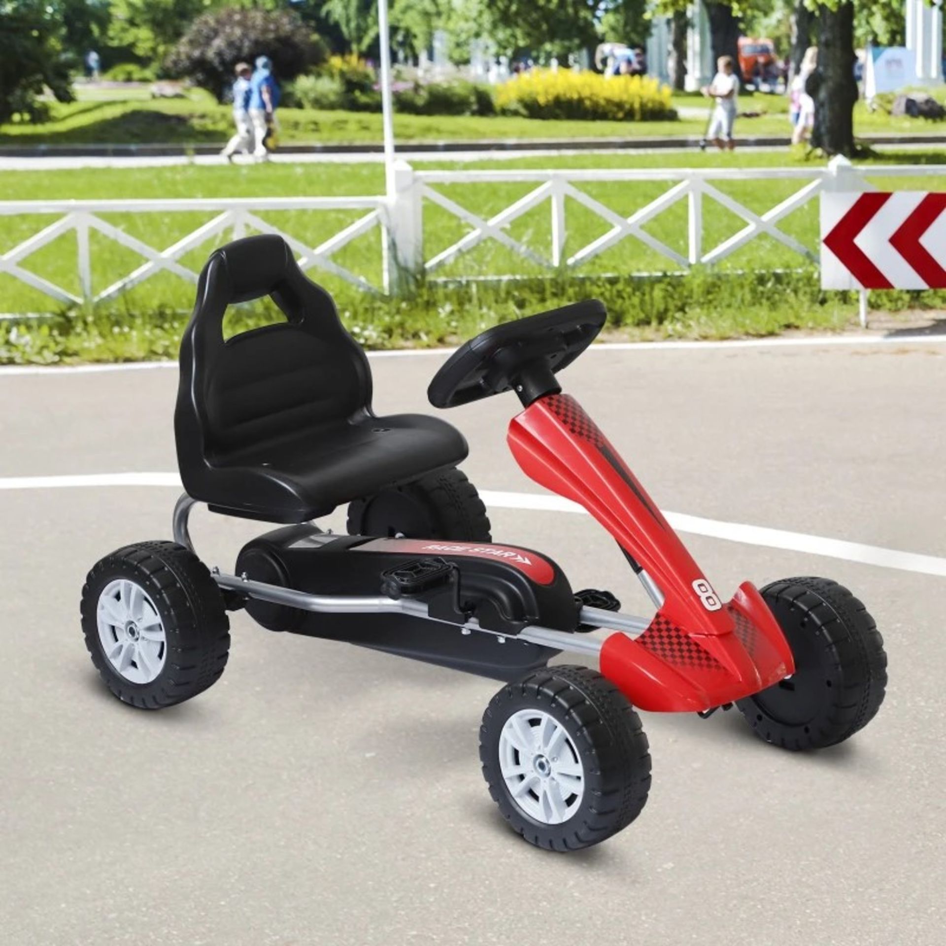 RRP £54.99 - Kids Pedal Go-Kart, 80Lx49Wx50H cm-Black/Red