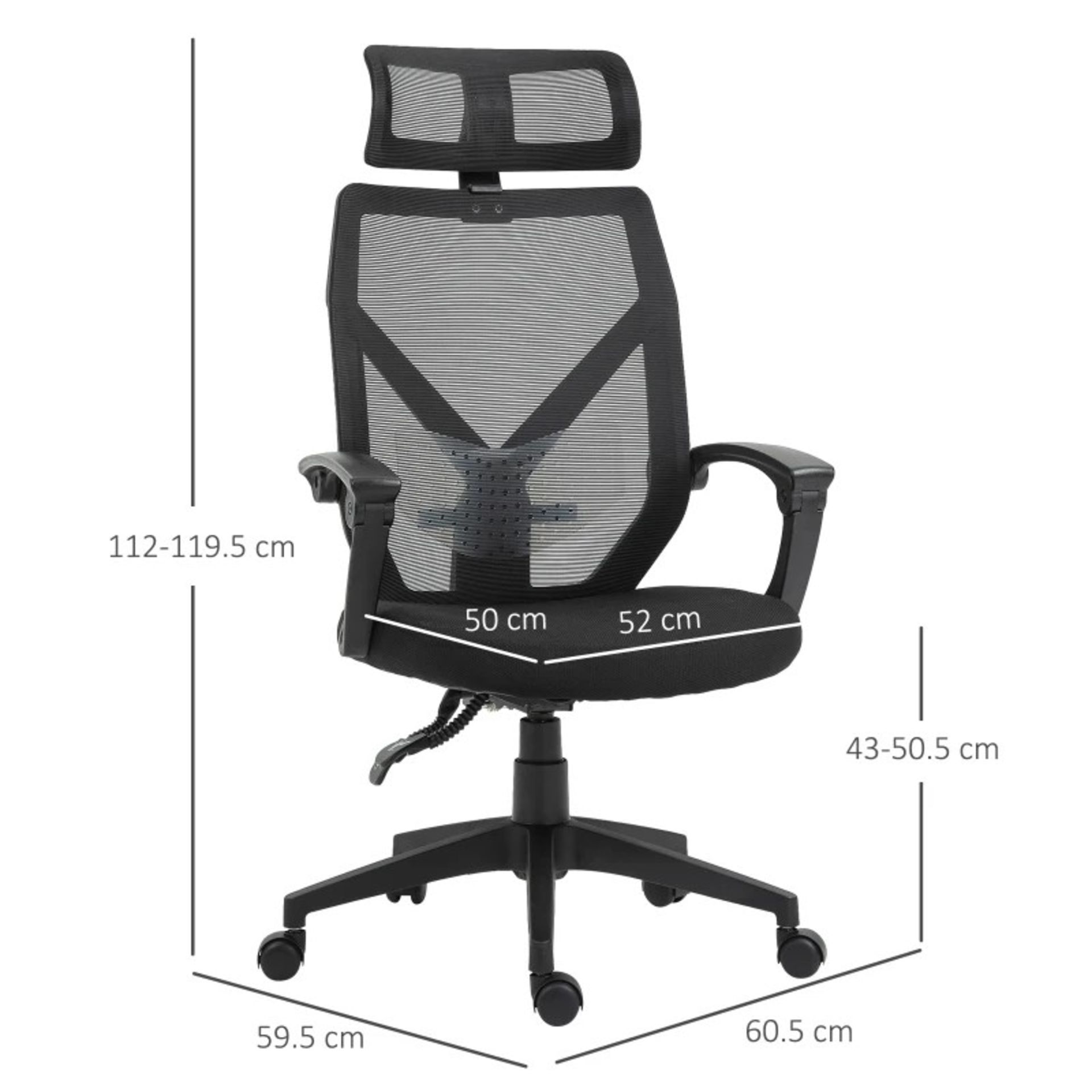 RRP £130.99 - Vinsetto Mesh Ergonomic Home Office Chair w/ Headrest Black - Image 2 of 4