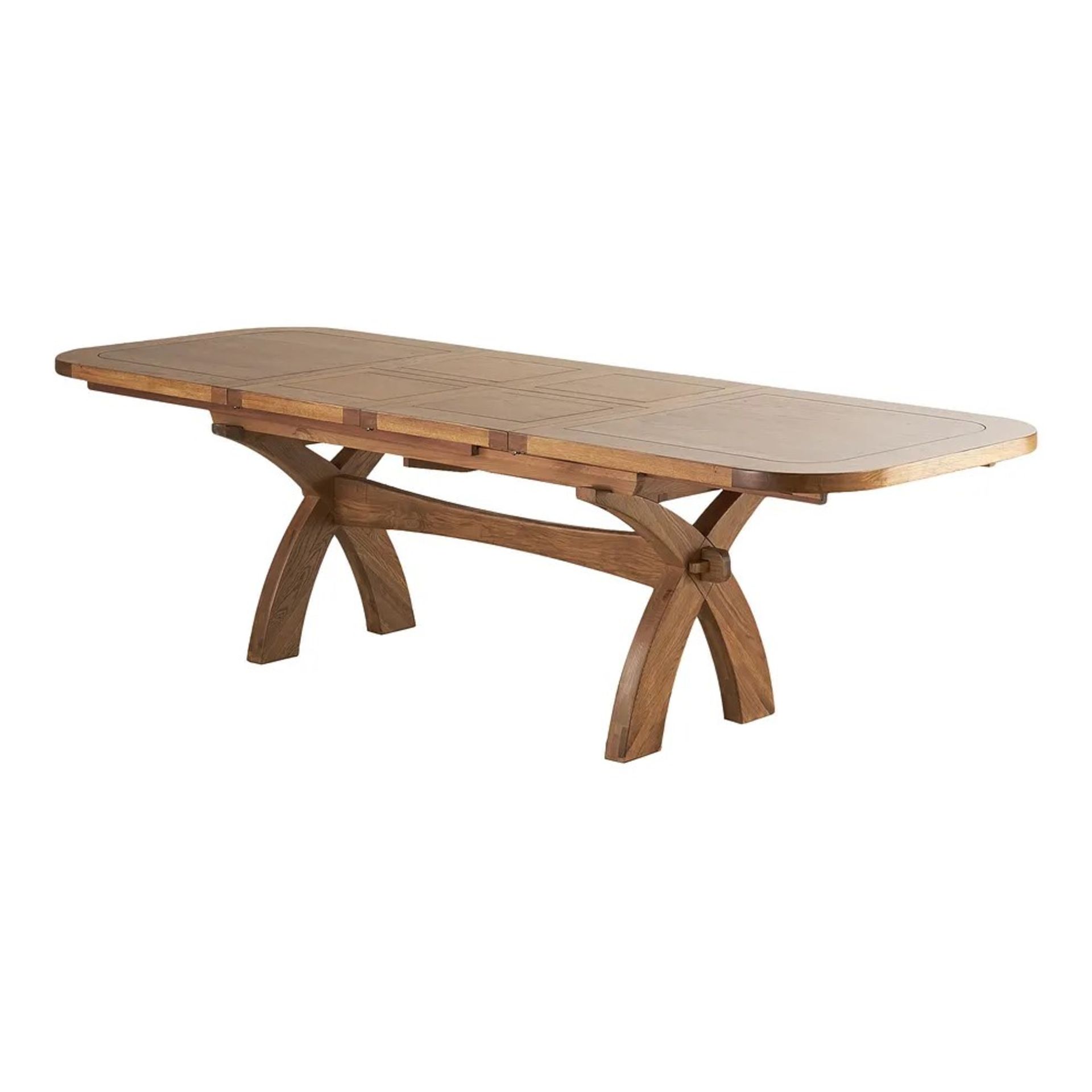 RRP £1009 - OAK FURNITURELAND HERCULES Rustic Solid Oak 10-12 Seater Extendable Dining Table - - Image 3 of 8