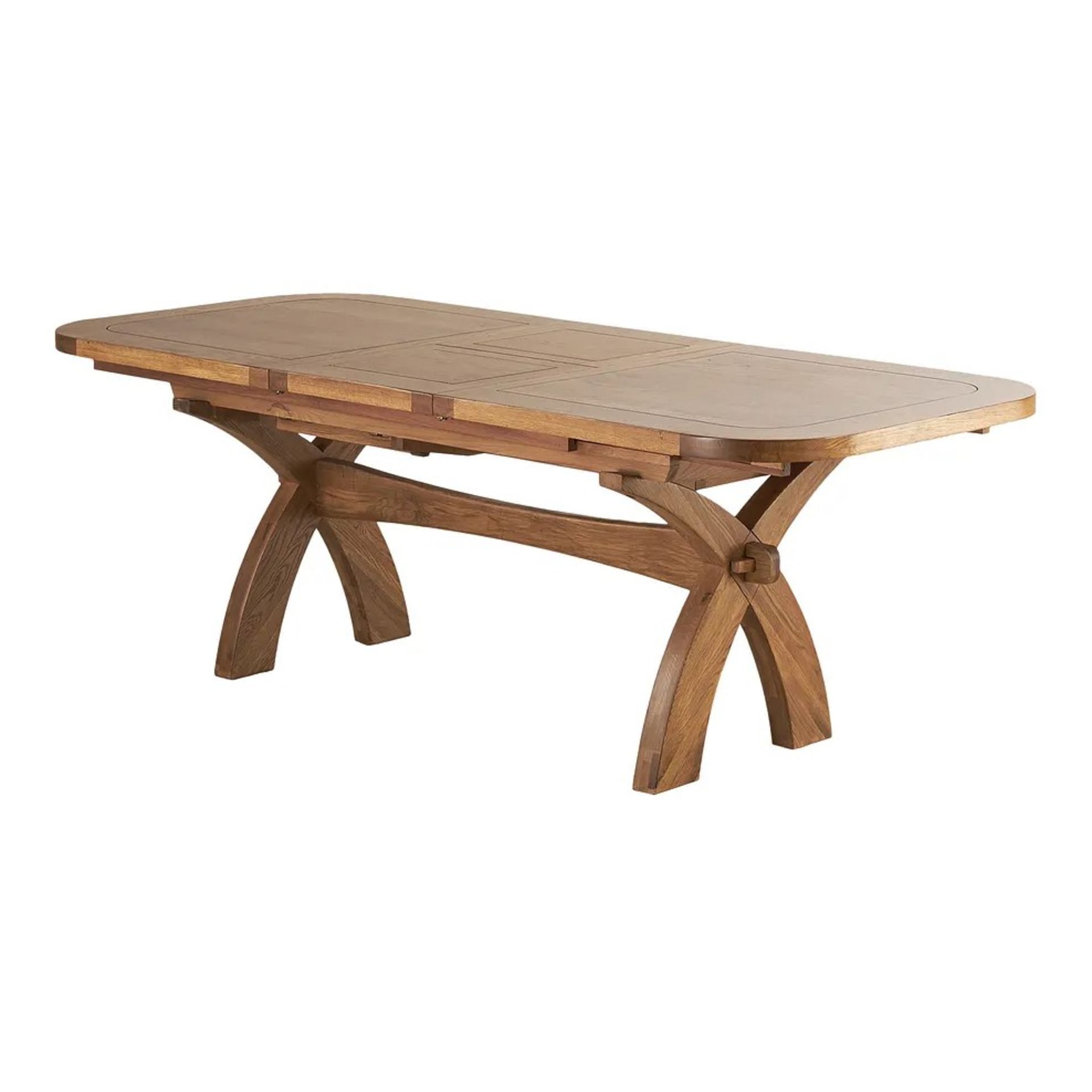 RRP £1009 - OAK FURNITURELAND HERCULES Rustic Solid Oak 10-12 Seater Extendable Dining Table - - Image 2 of 8