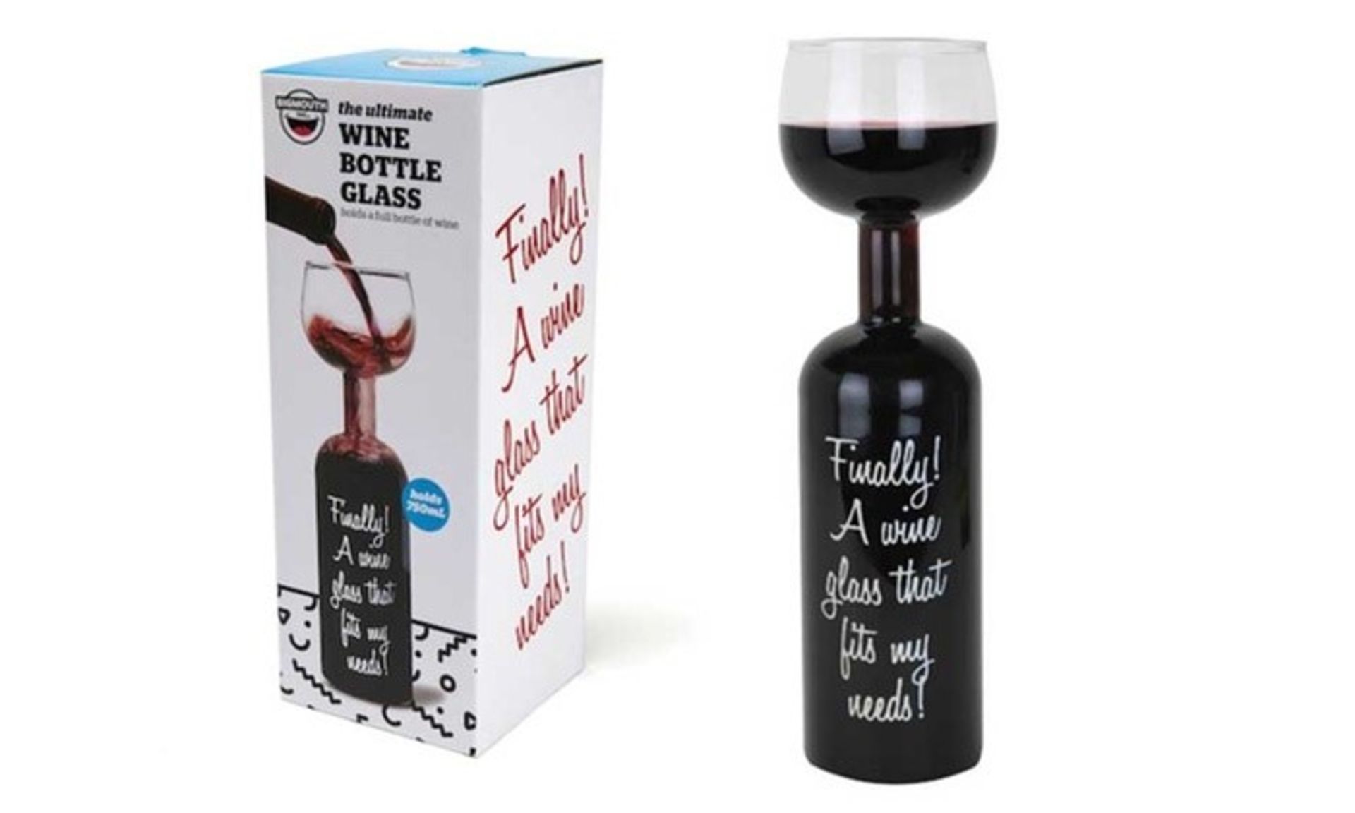 New The Original Wine Bottle Glass (Holds A Full Bottle)