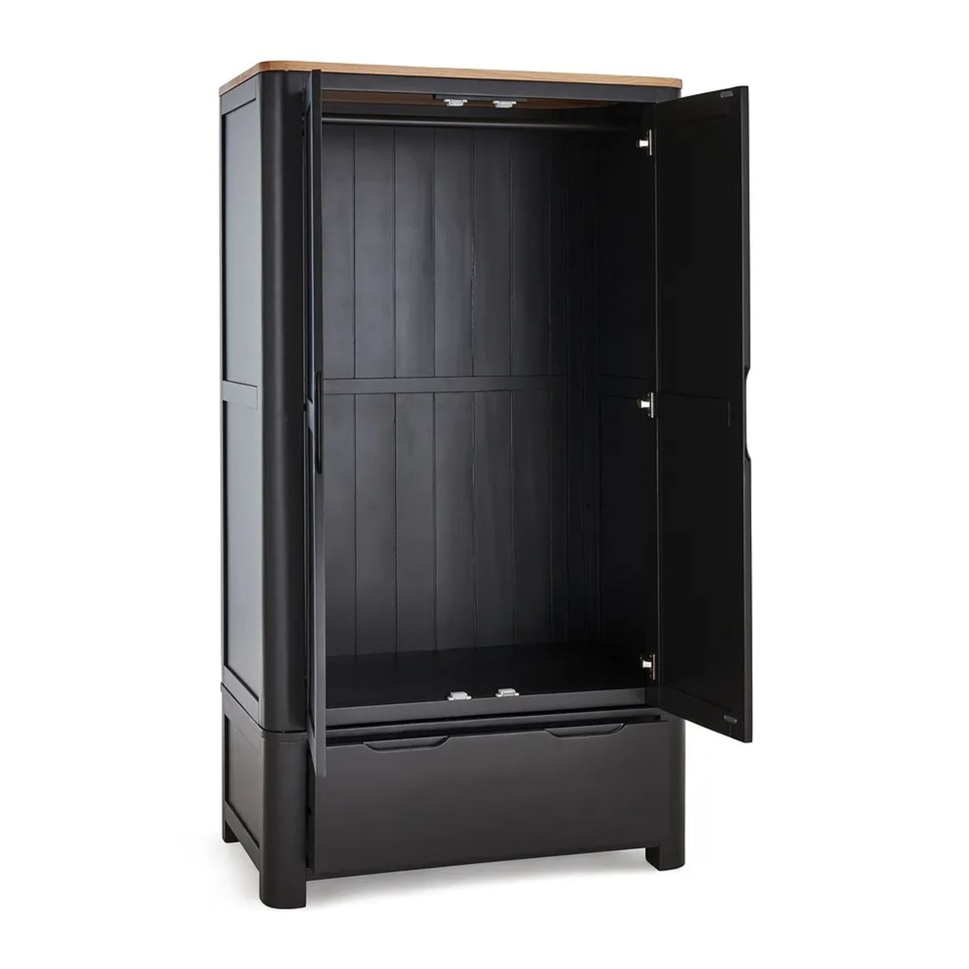 RRP £799.99 - OAK FURNITURELAND GROVE Natural Oak & Dark Grey Paint Double Wardrobe - FEW MARKS - - Image 2 of 6