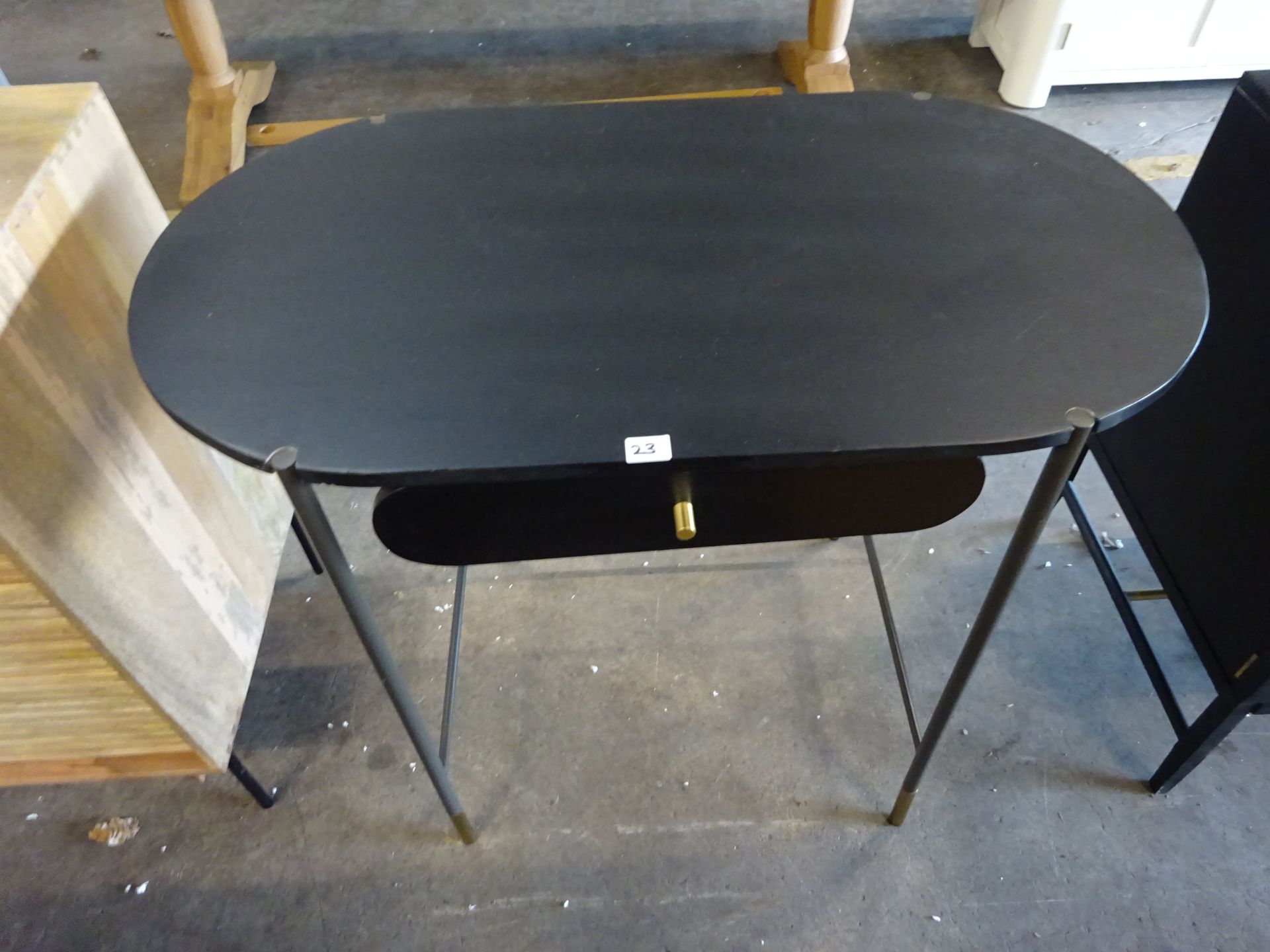 RRP £359 - SWOON Garner Desk, Black Mango Wood & Brass W: 90 cm D: 41 cm H: 75 cm - SOME SCREW HOLES - Image 3 of 3