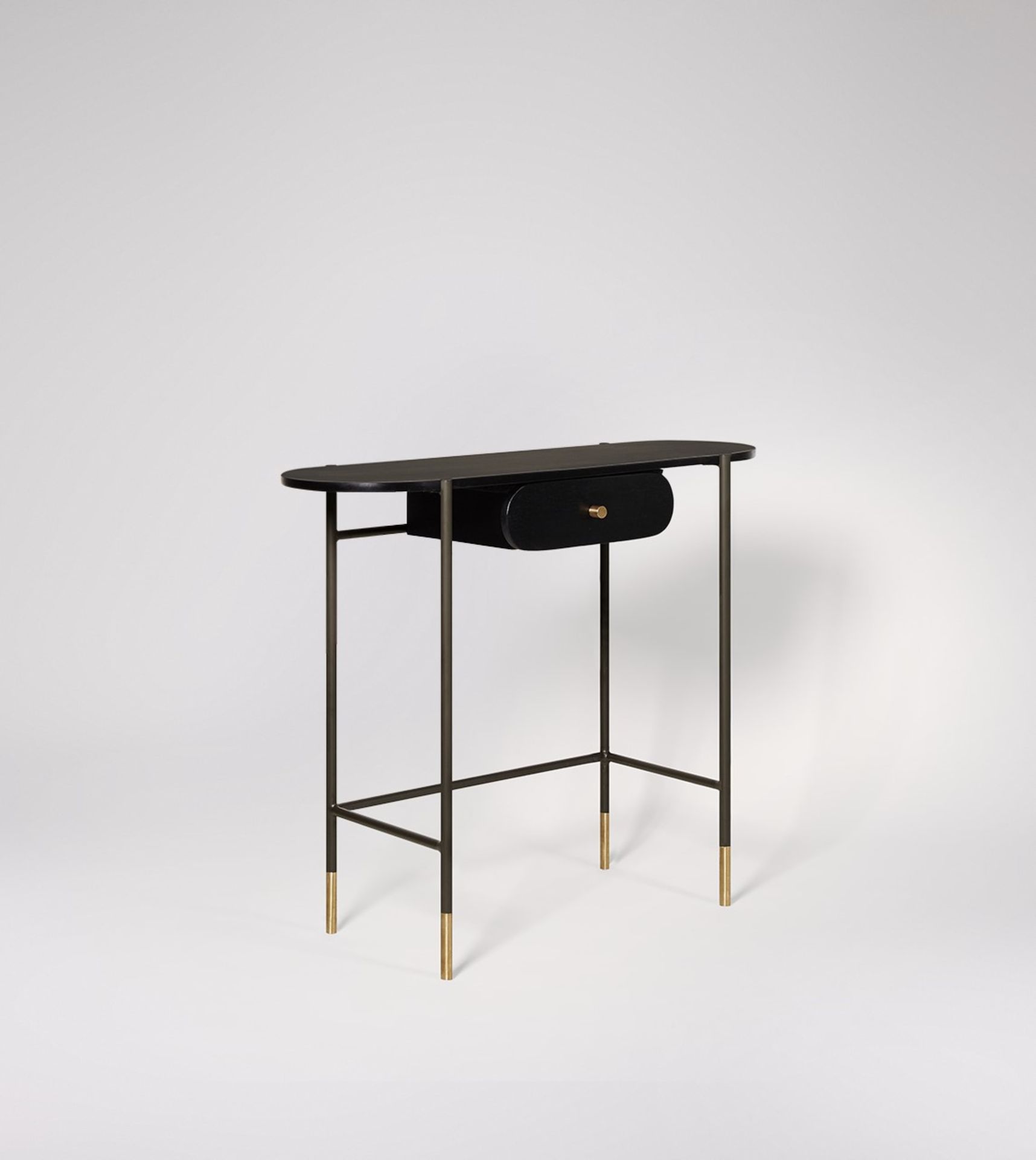 RRP £359 - SWOON Garner Desk, Black Mango Wood & Brass W: 90 cm D: 41 cm H: 75 cm - SOME SCREW HOLES - Image 2 of 3