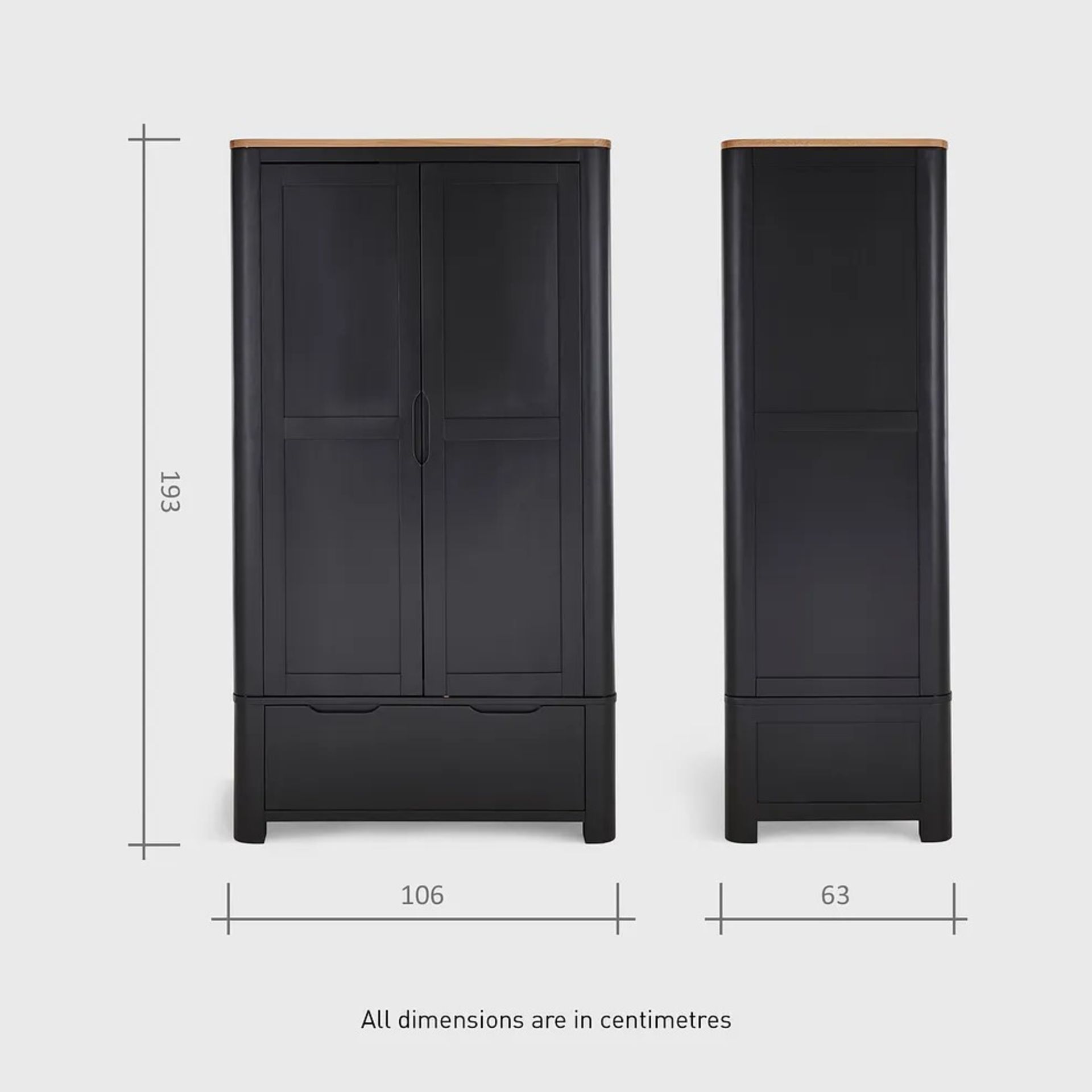 RRP £799.99 - OAK FURNITURELAND GROVE Natural Oak & Dark Grey Paint Double Wardrobe - FEW MARKS - - Image 3 of 6