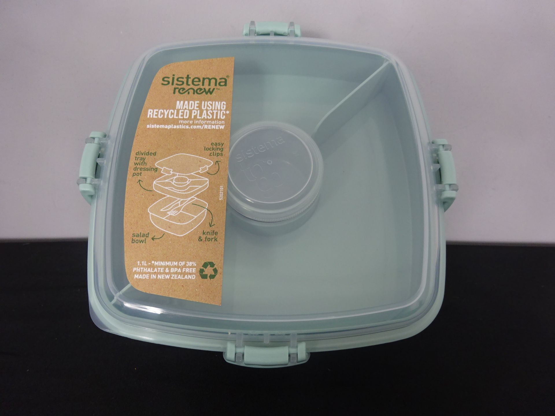 New Light Blue Sistema Recycled Plastic Food Storage Box With Cuttlery
