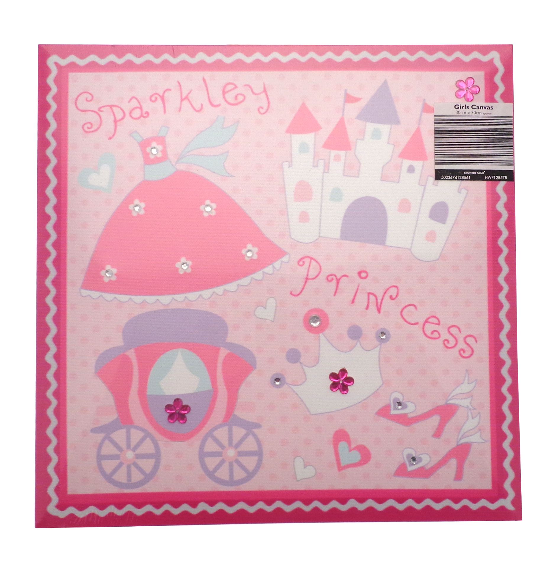 New Square 30 x 30cm Sparkly Princess Pink Canvas
