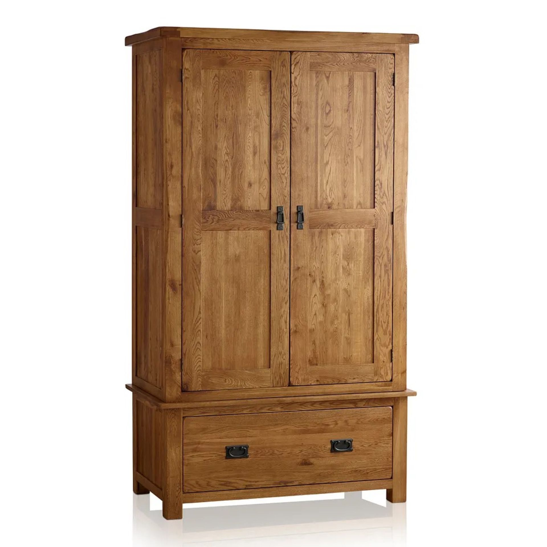 RRP £799.99 - OAK FURNITURELAND ORIGINAL RUSTIC Rustic Solid Oak Double Wardrobe - NO BASE, FEW - Image 2 of 4