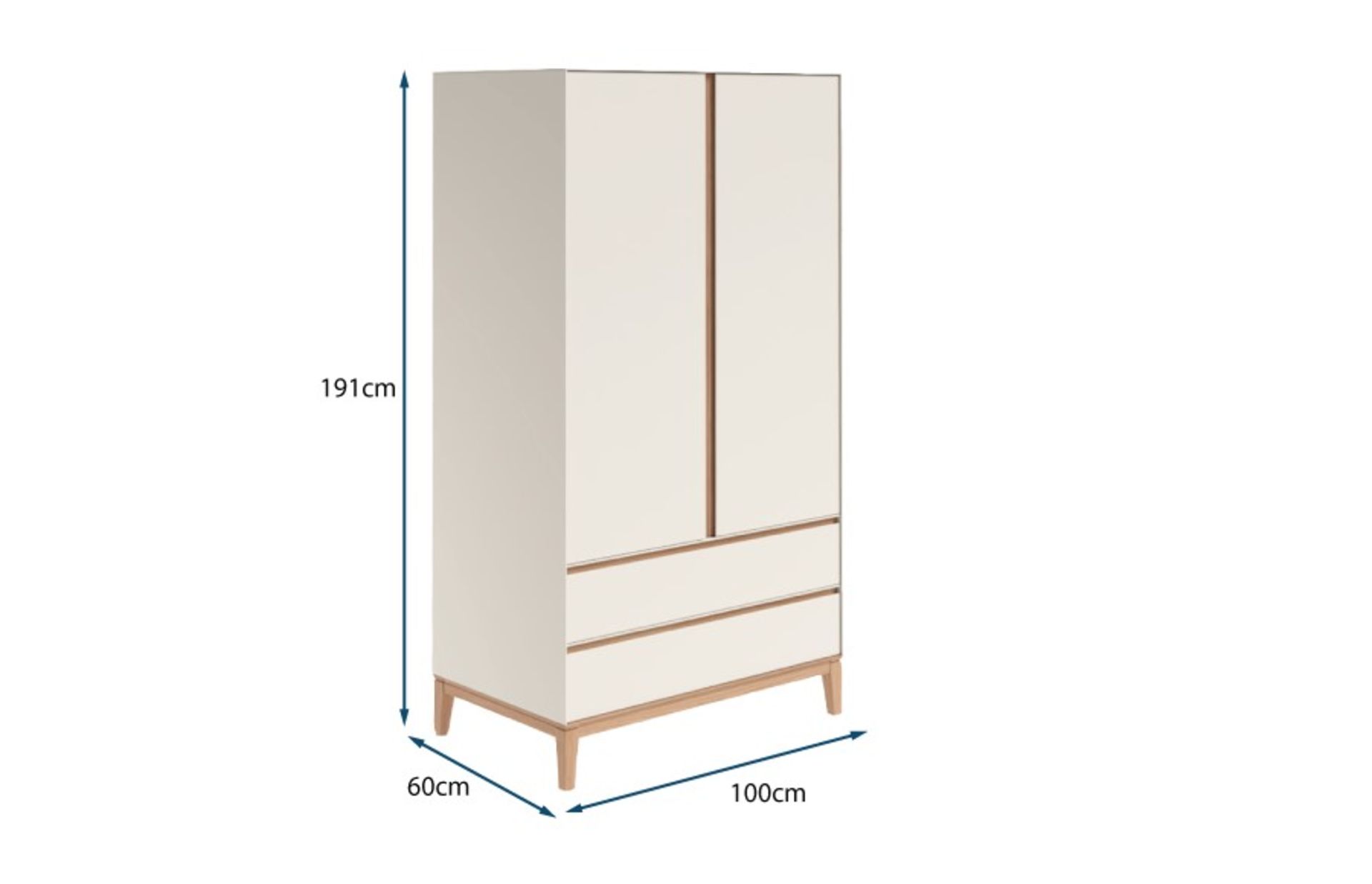 RRP £1599 - HEALS Lars Wardrobe Cashmere Painted Finish - 191 x 100 x 60cm - ONE DRAWER PIECE - Image 3 of 5
