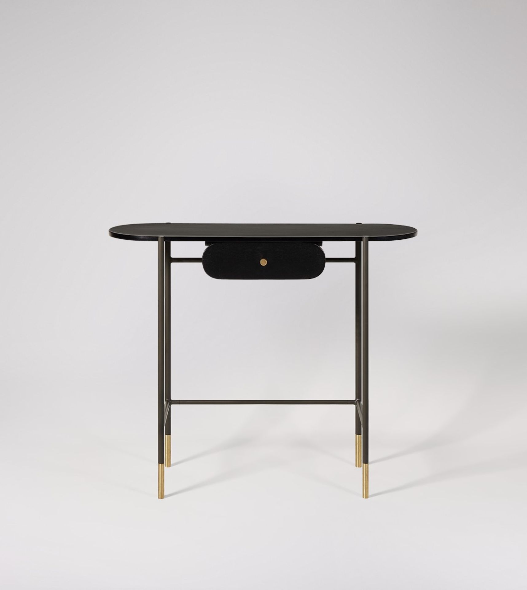 RRP £359 - SWOON Garner Desk, Black Mango Wood & Brass W: 90 cm D: 41 cm H: 75 cm - SOME SCREW HOLES