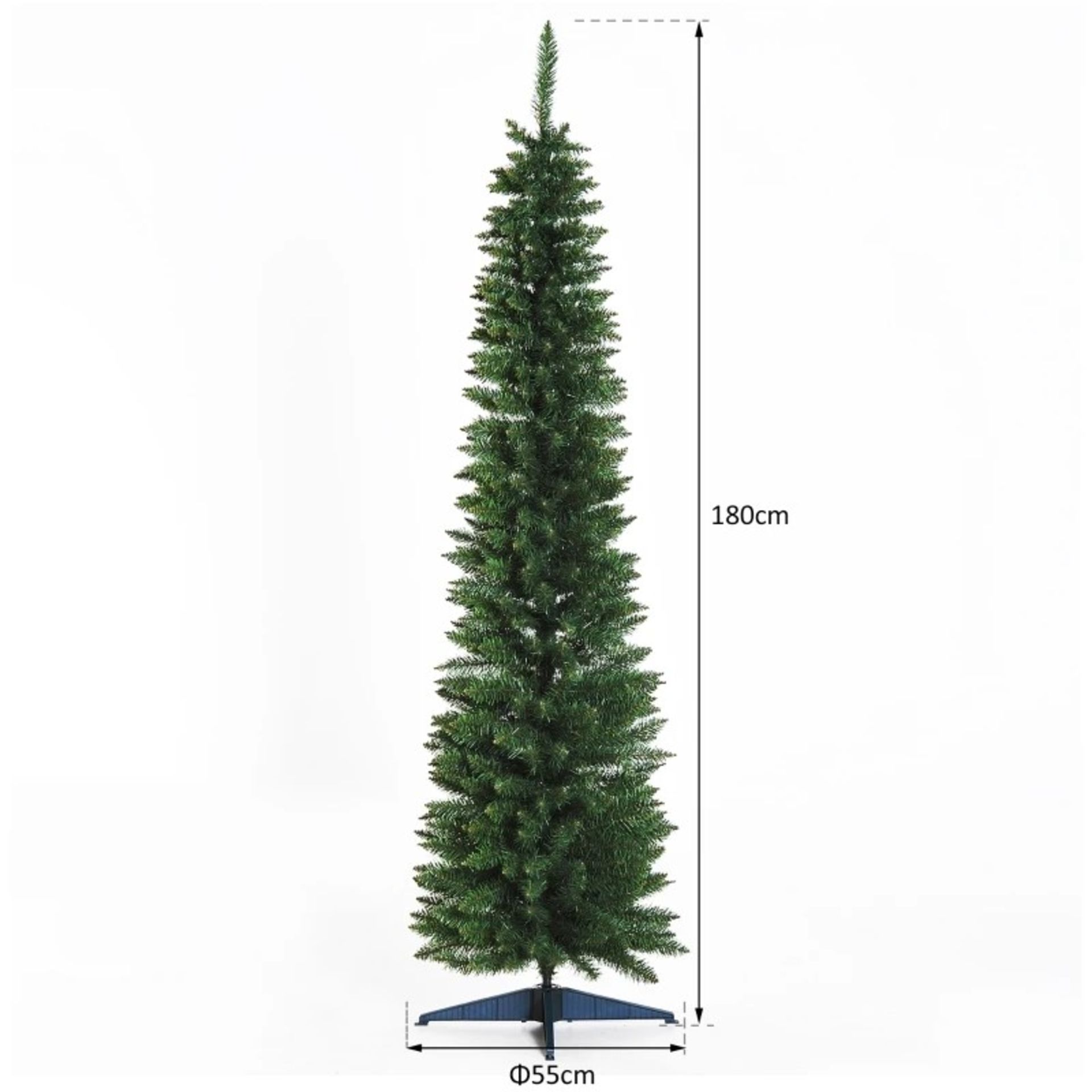 RRP £42.99 - 6FT Artificial Pine Pencil Slim Tall Christmas Tree with 390 Branch Tips Xmas Holiday - Image 2 of 4