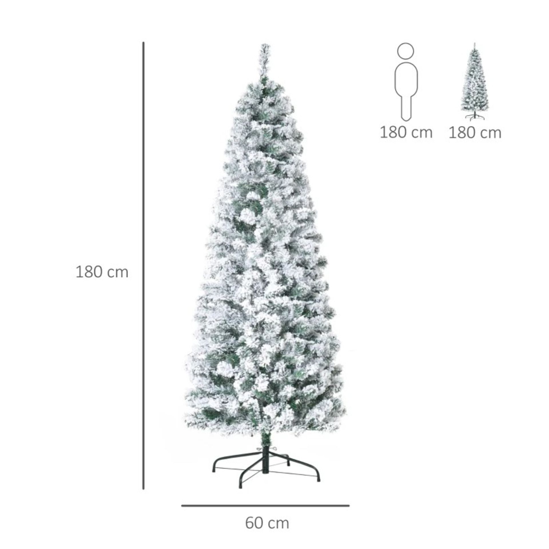 RRP £99.99 - 6FT Prelit Artificial Snow Flocked Christmas Tree with Warm White LED Light, Holiday - Image 3 of 4