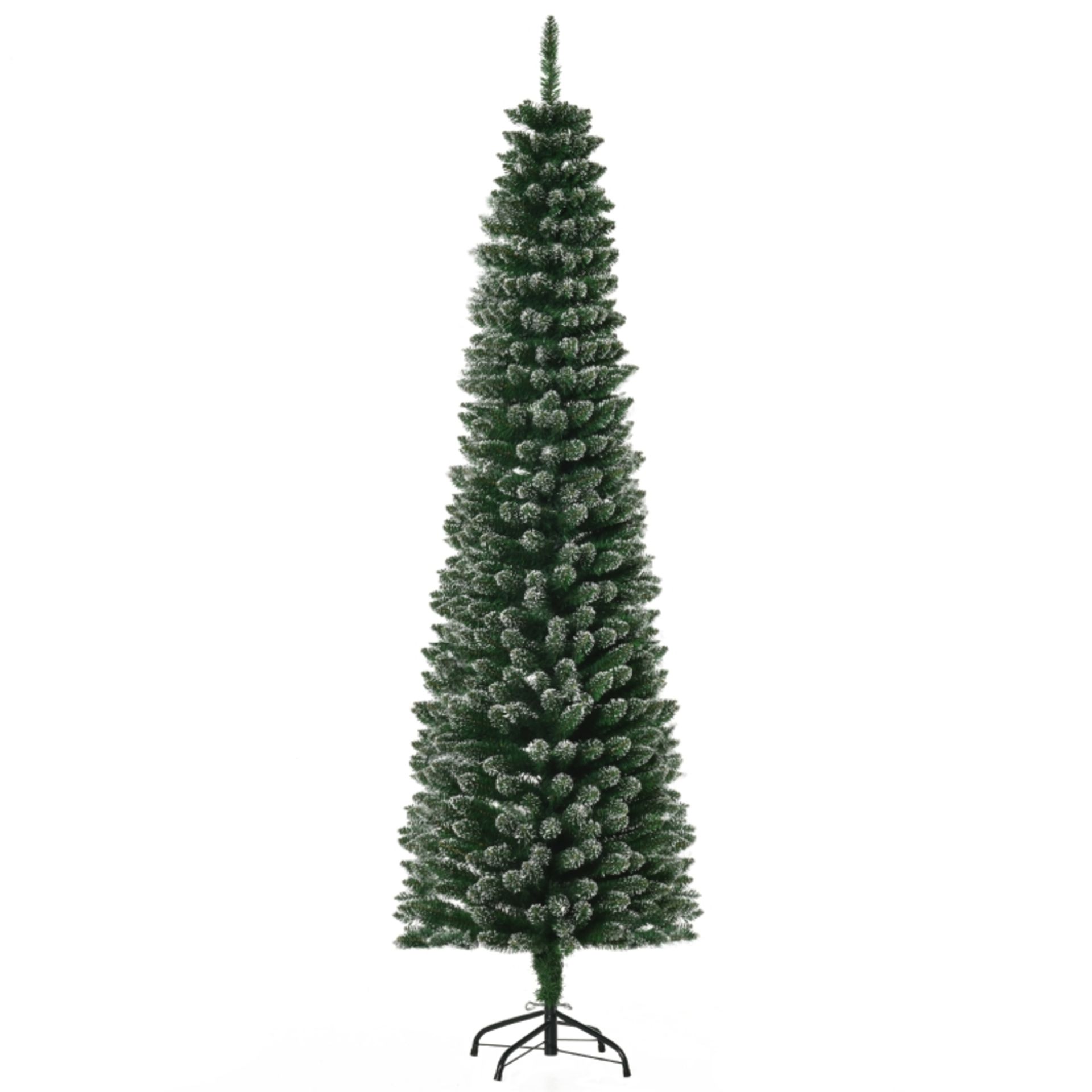 RRP £59.99 - 6FT Artificial Snow Dipped Christmas Tree Xmas Pencil Tree with Foldable Black Stand,