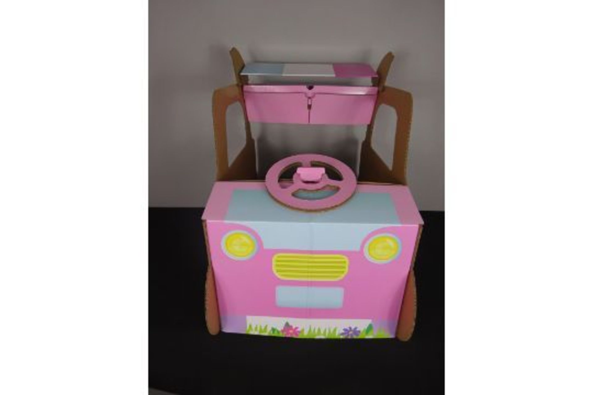 NEW LARGE MAKE YOUR OWN PINK CARDBOARD CAR - Image 2 of 2