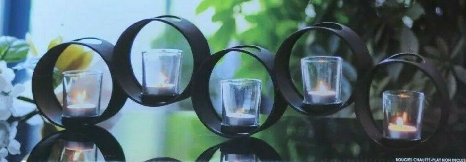 New 5 Glass Tea Light Holder On Metal Stand