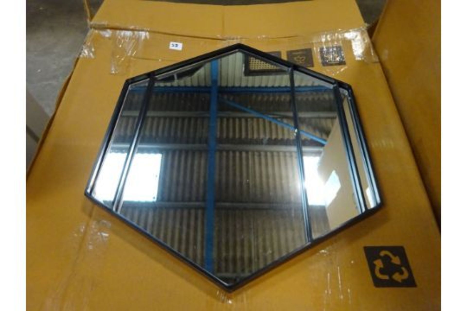 RRP £99 - SWOON Nemo Hexagonal Mirror, Black Steel W: 51 cm D: 2 cm H: 47 cm - COLLECTION ONLY