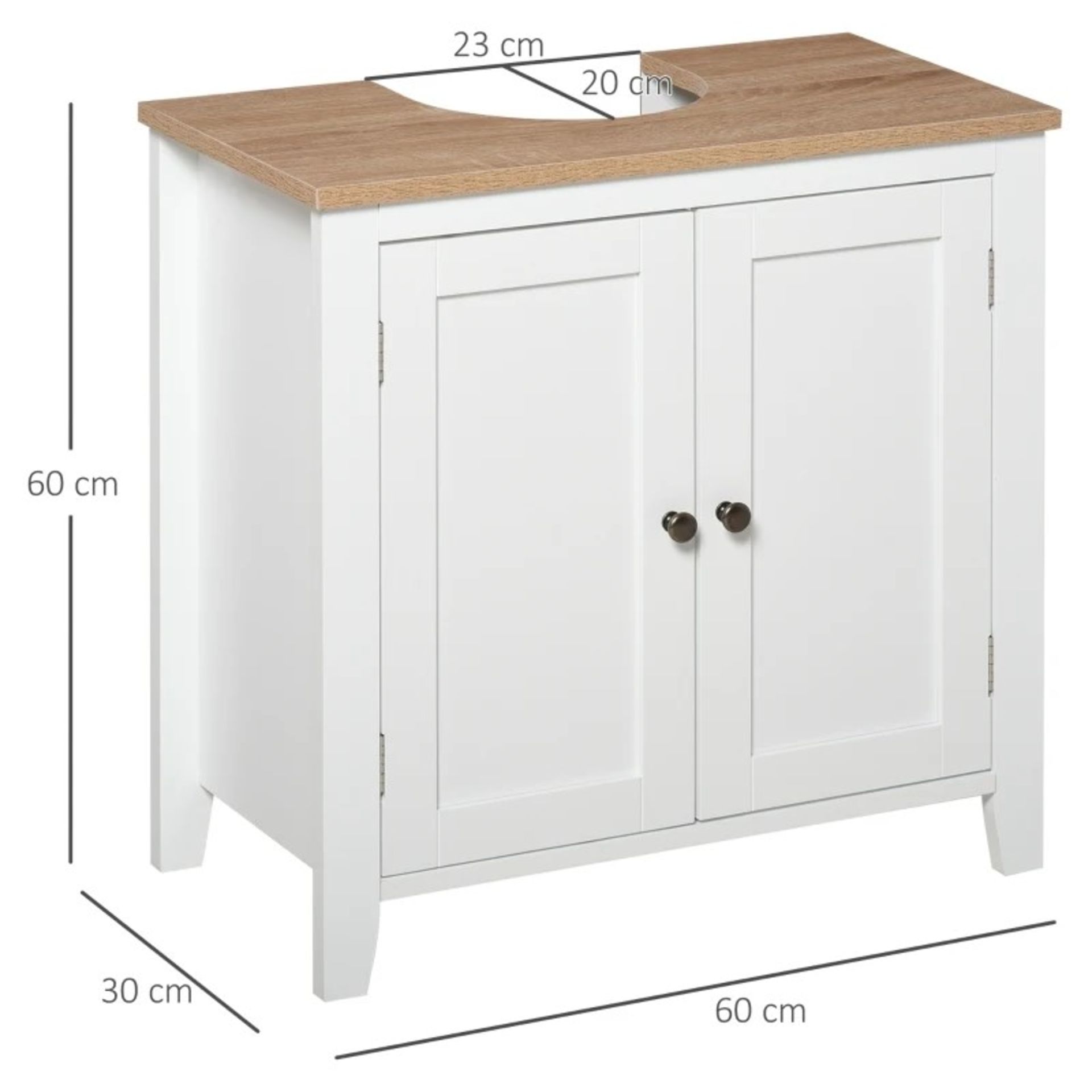 RRP £66.99 - kleankin Bathroom Pedestal Under Sink Cabinet Storage Standing Unit w/ 2 Door Space - Image 2 of 3