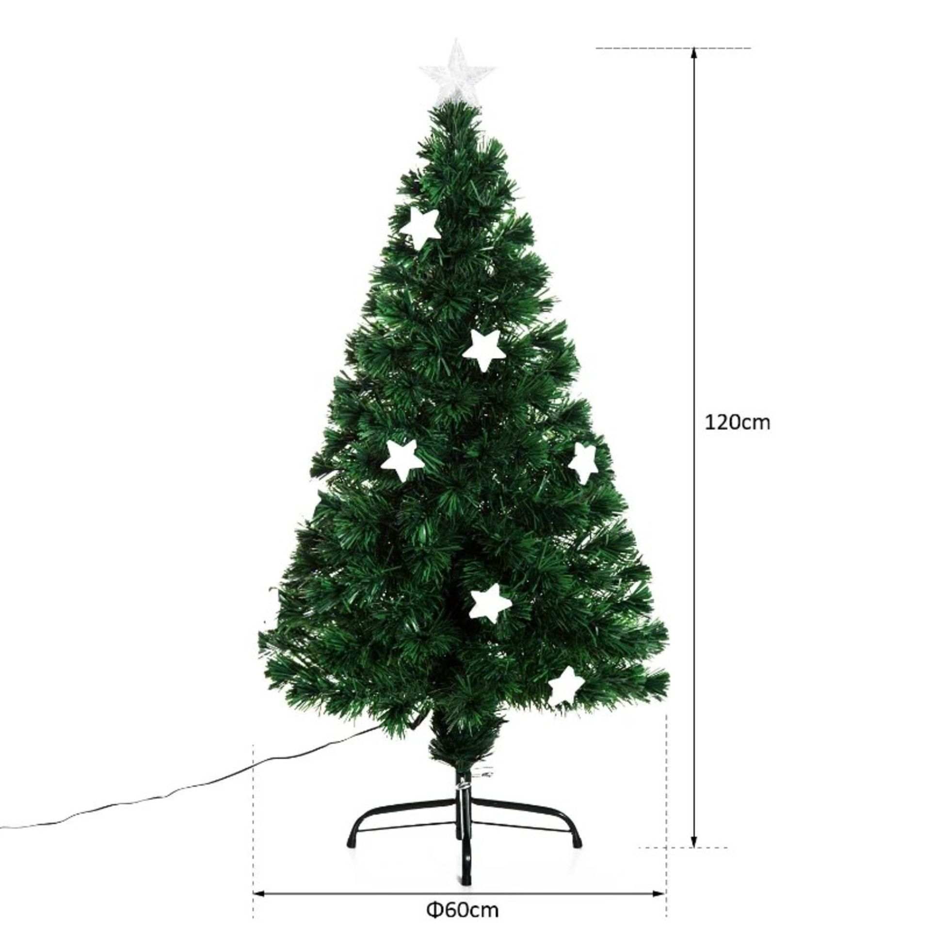 RRP £56.99 - HOMCOM 4FT Prelit Artificial Christmas Tree Fibre Optic Star LED Light with LED Light - Image 2 of 4