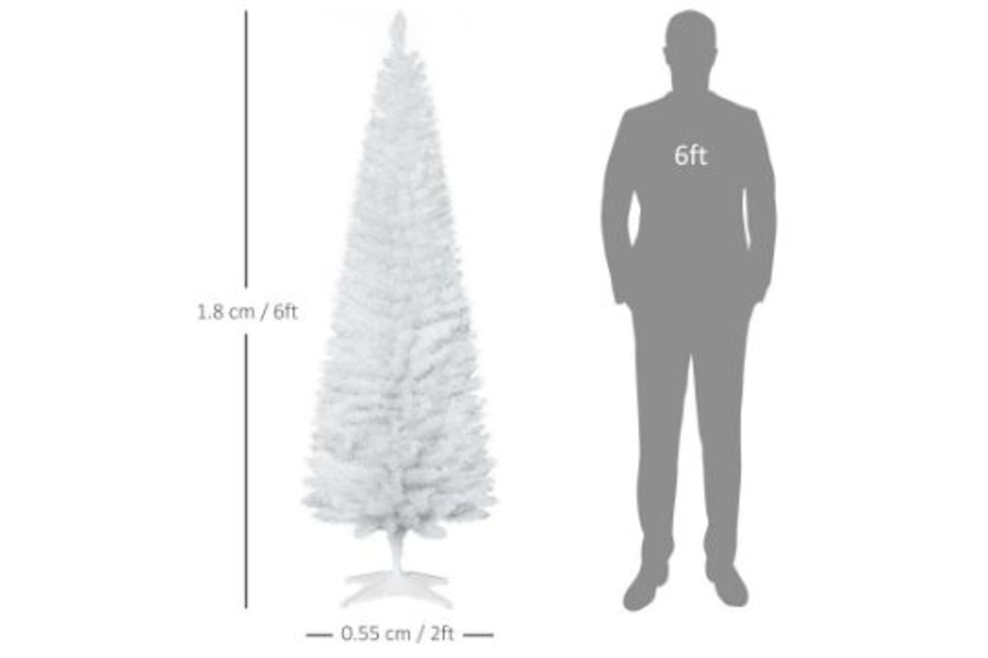 RRP £36.99 - 6FT Artificial Pine Pencil Slim Tall Christmas Tree with 390 Branch Tips Xmas Holiday - Image 2 of 3