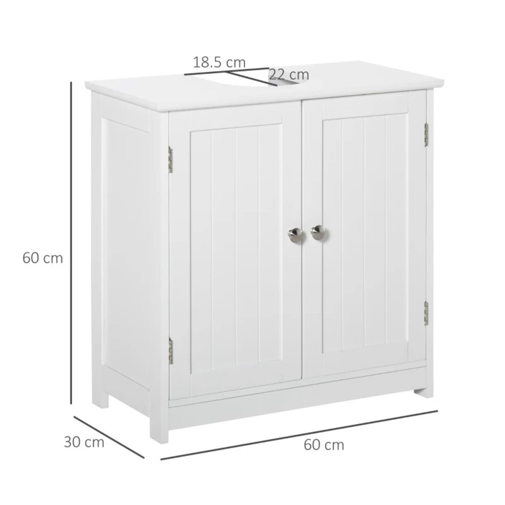 RRP £68.99 - kleankin 60x60cm Under-Sink Storage Cabinet w/ Adjustable Shelf Handle White - - Image 3 of 4