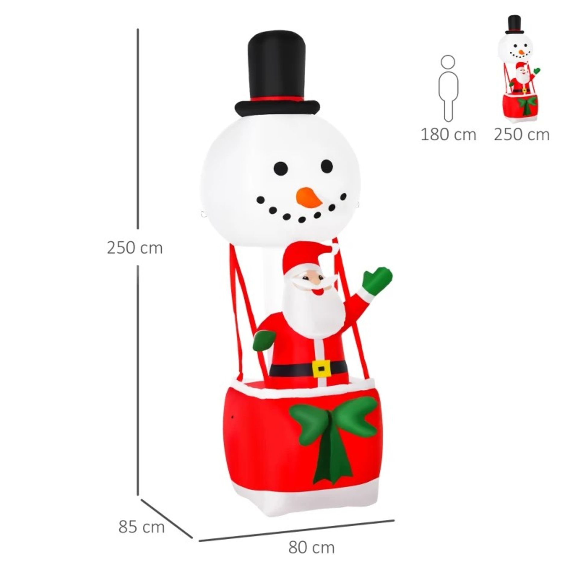 RRP £66.99 - HOMCOM 2.5m Christmas Inflatables Santa Claus on Hot Air Balloon Light Up Decor Party - - Image 2 of 4