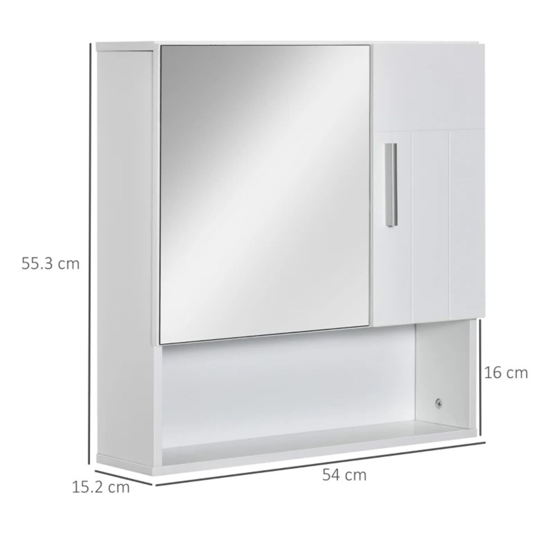 RRP £99.99 - kleankin Bathroom Mirror Cabinet, Wall Mounted Storage Cupboard Organizer with Double - Image 3 of 4
