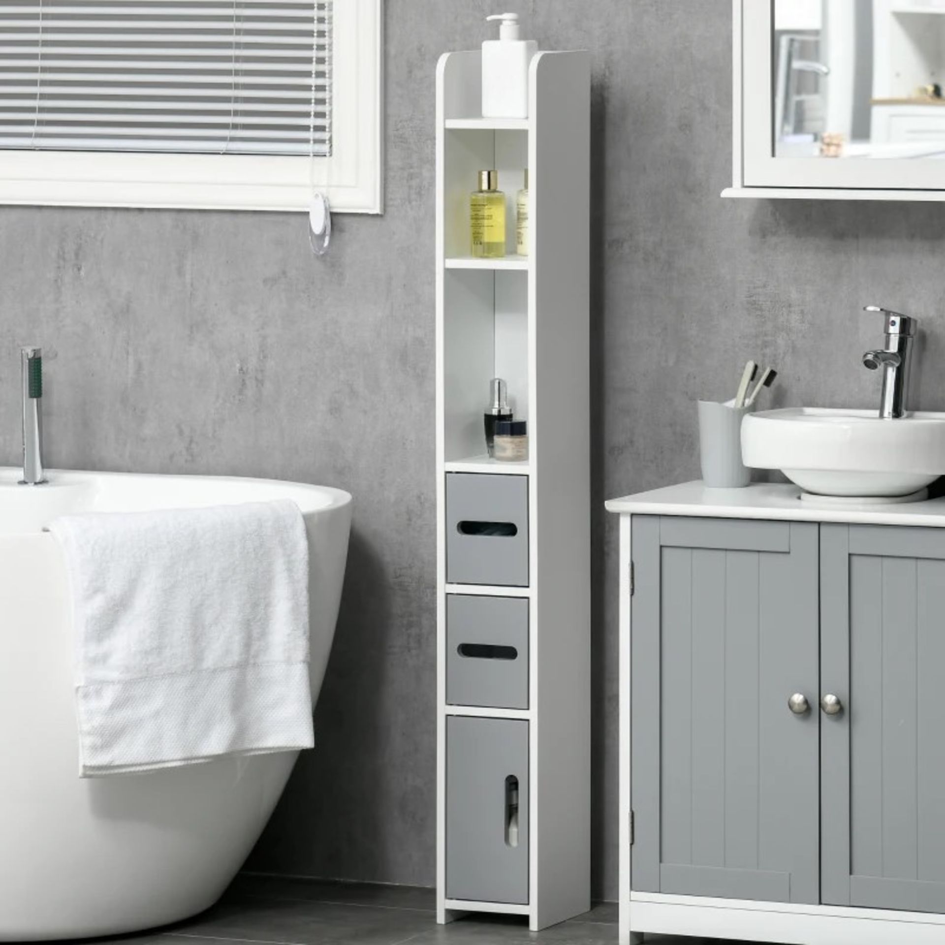 RRP £79.99 - kleankin Modern Bathroom Storage Cabinet, Freestanding Tall Bathroom Cabinet with - Image 3 of 4